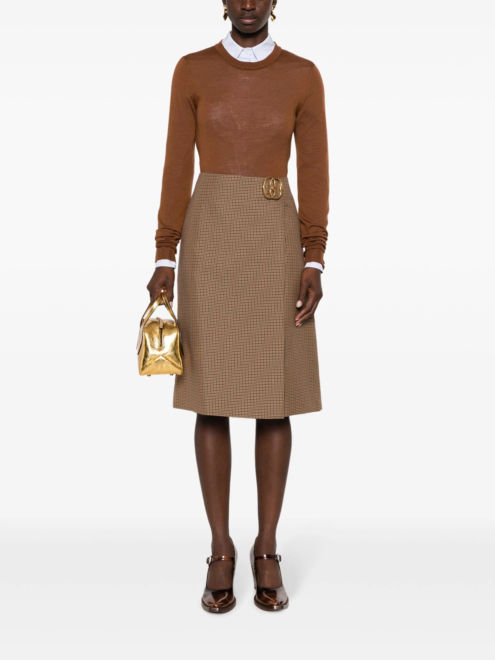Bally logo - plaque check - pattern skirt