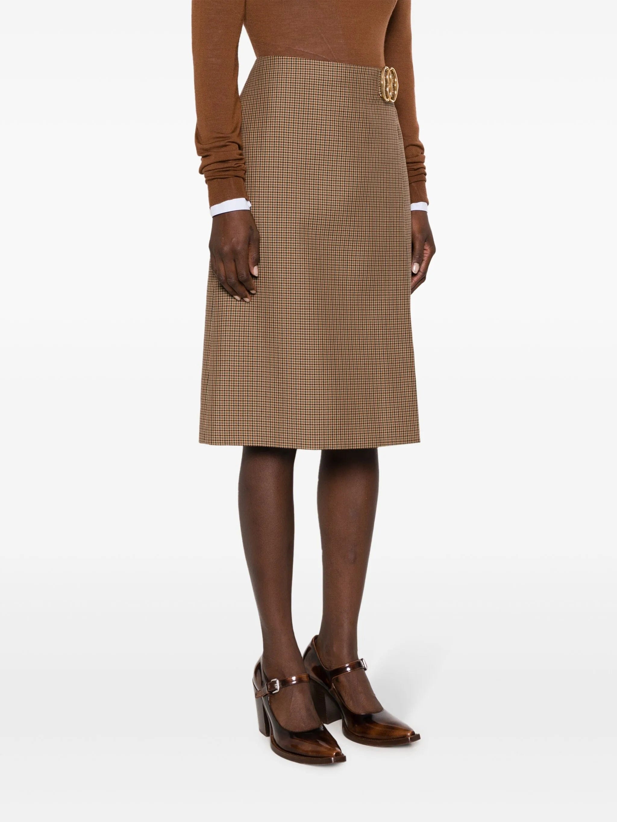Bally logo - plaque check - pattern skirt