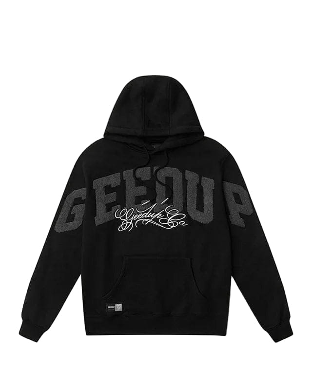 Geedup Team Logo Cursive Hoodie Black Grey