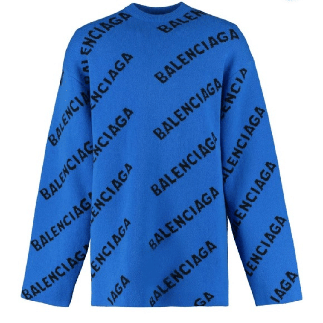 Balenciaga Apparel BALENCIAGA LOGO KNITWEAR SWEATER BLUE