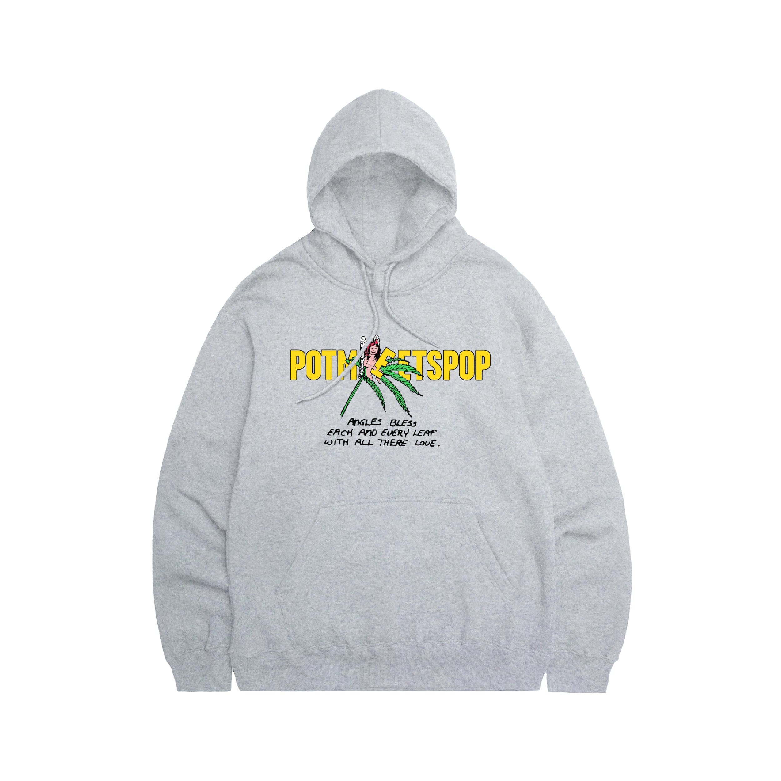 Pot Meets Pop Leaf Logo Hoodie Heather - Grey