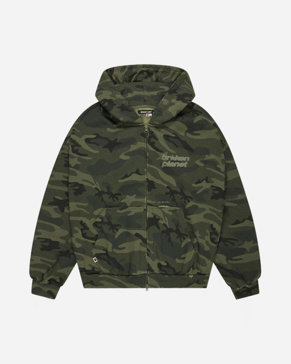 BROKEN PLANET STAR LOGO ZIP UP HOODIE CAMO
