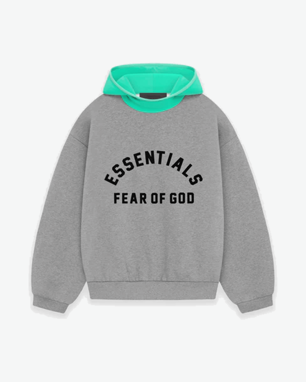 FOG ESSENTIALS FW24 NYLON FLEECE HOODIE DARK HEATHER/MINT LEAF