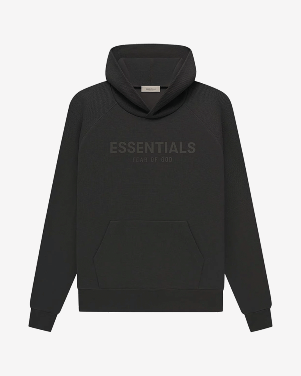 FOG ESSENTIALS SS23 SILICON OFF BLACK WAFFLE KNIT HOODIE