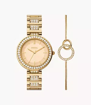 And Karli Three - Hand Gold - Tone Watch and Bracelet Set