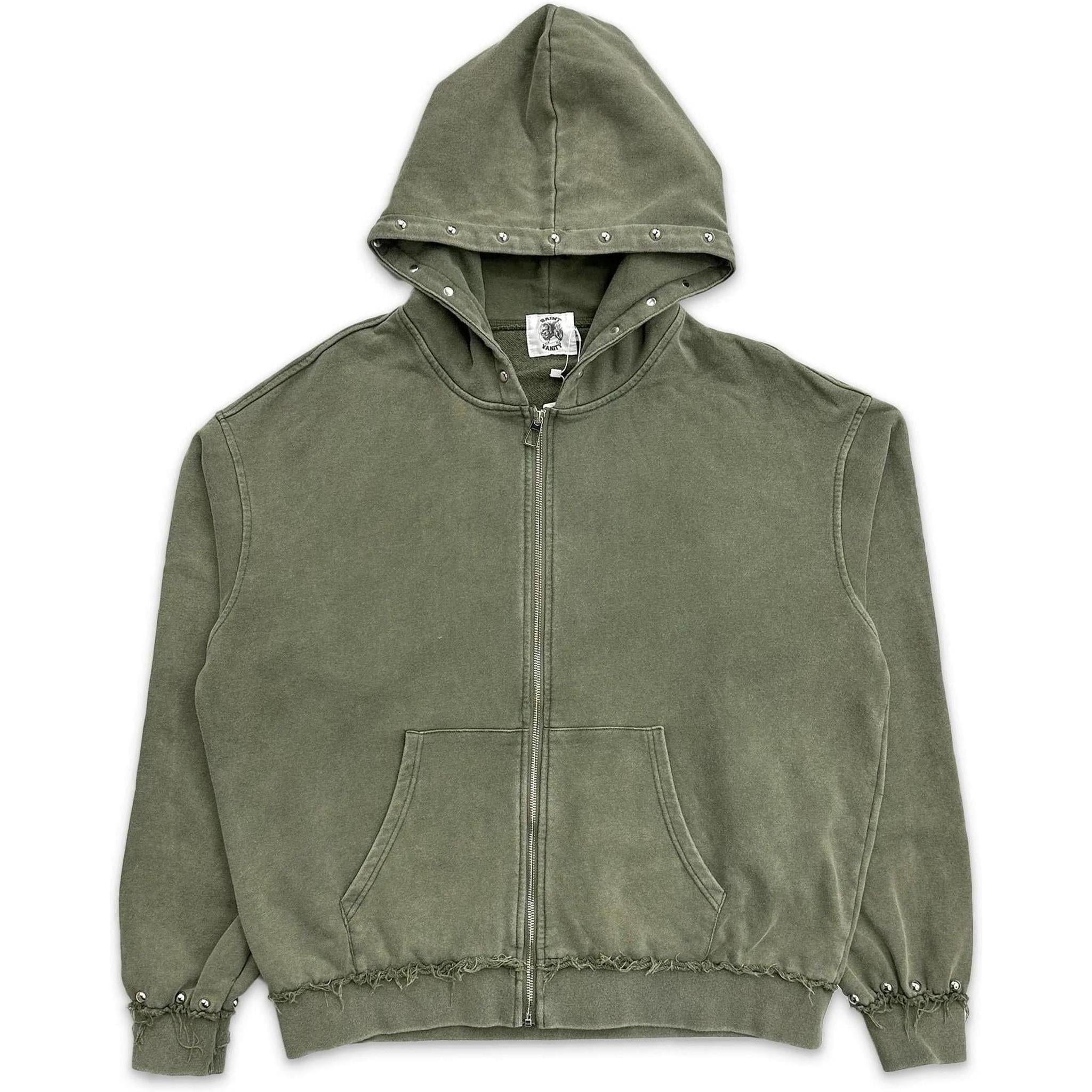 Saint Vanity Studded Zip Up Olive