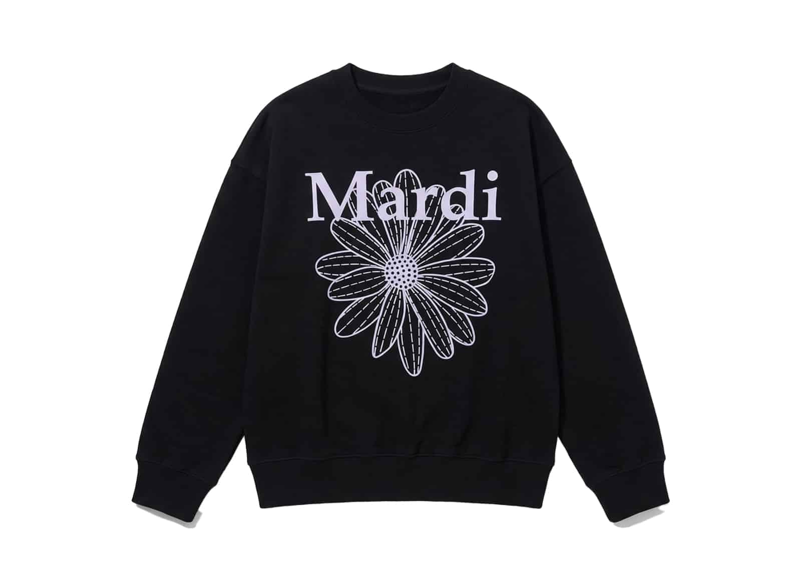 MARDI Mercredi Flowermardi Crewneck Black Lightpurple