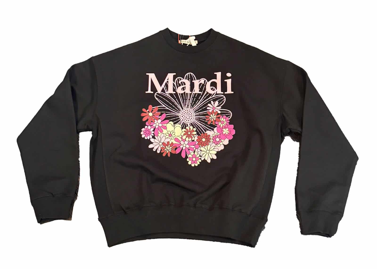 MARDI Mercredi Flowermardi Jardin Crewneck Black Palepink