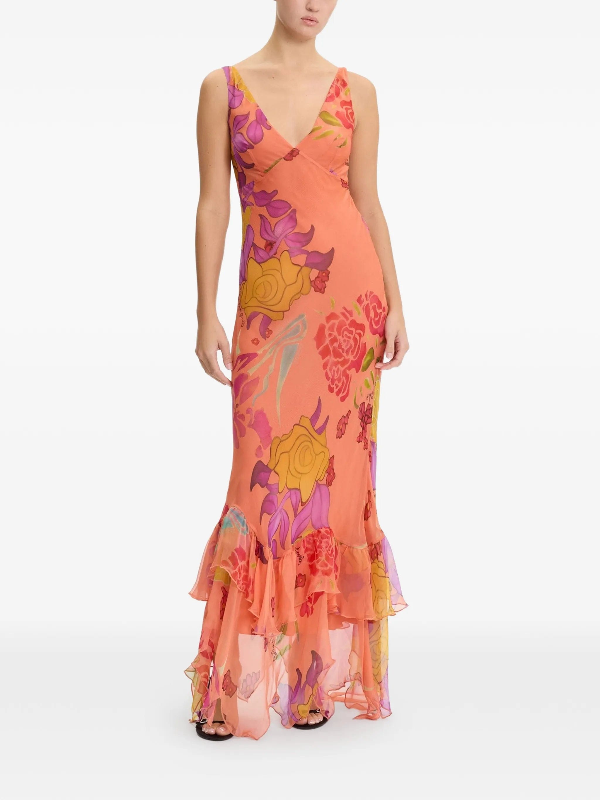 Donde Esteban Guava Flores maxi dress