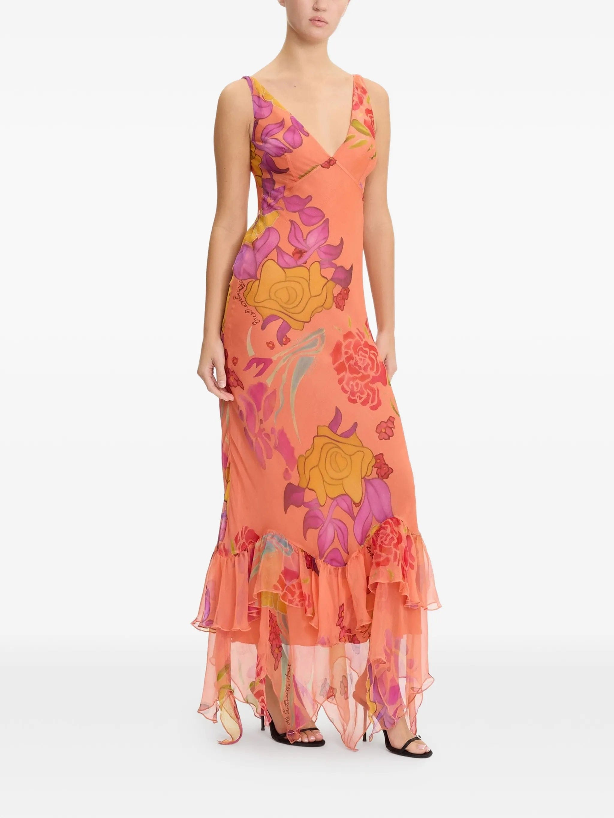 Donde Esteban Guava Flores maxi dress