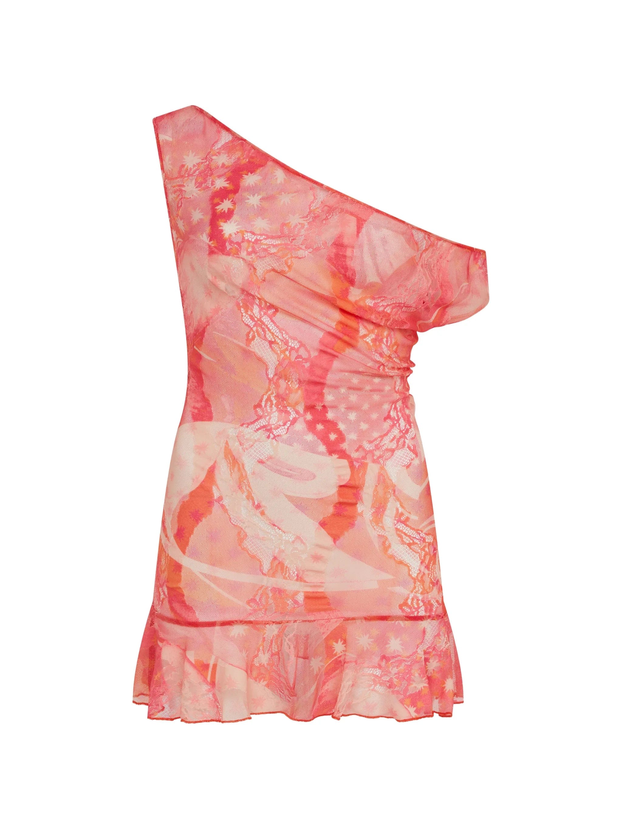 Donde Esteban lace one - shoulder mini dress