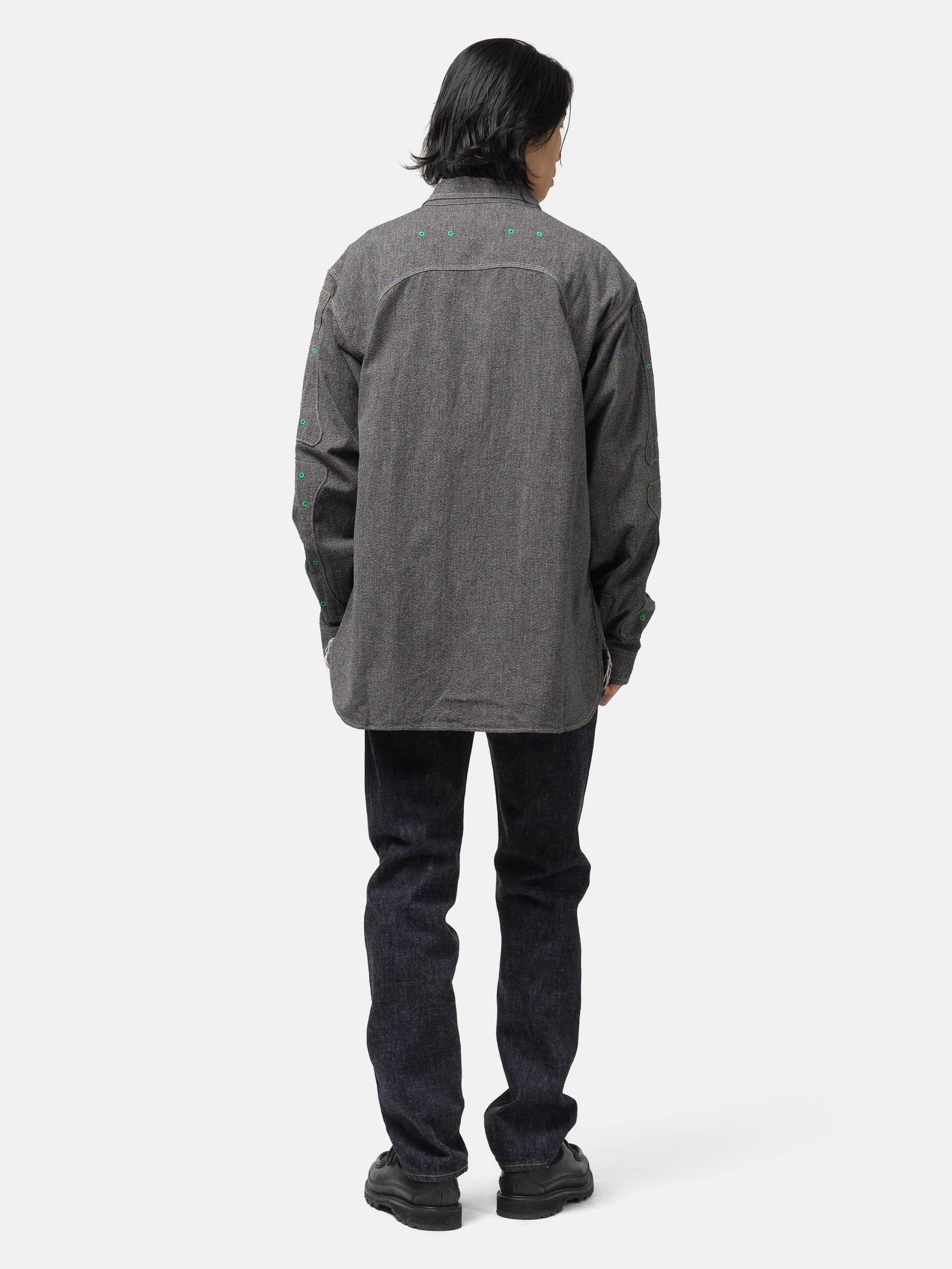 Kapital Grandrelle Chambray BONE Patch Ventilator Workshirt Charcoal