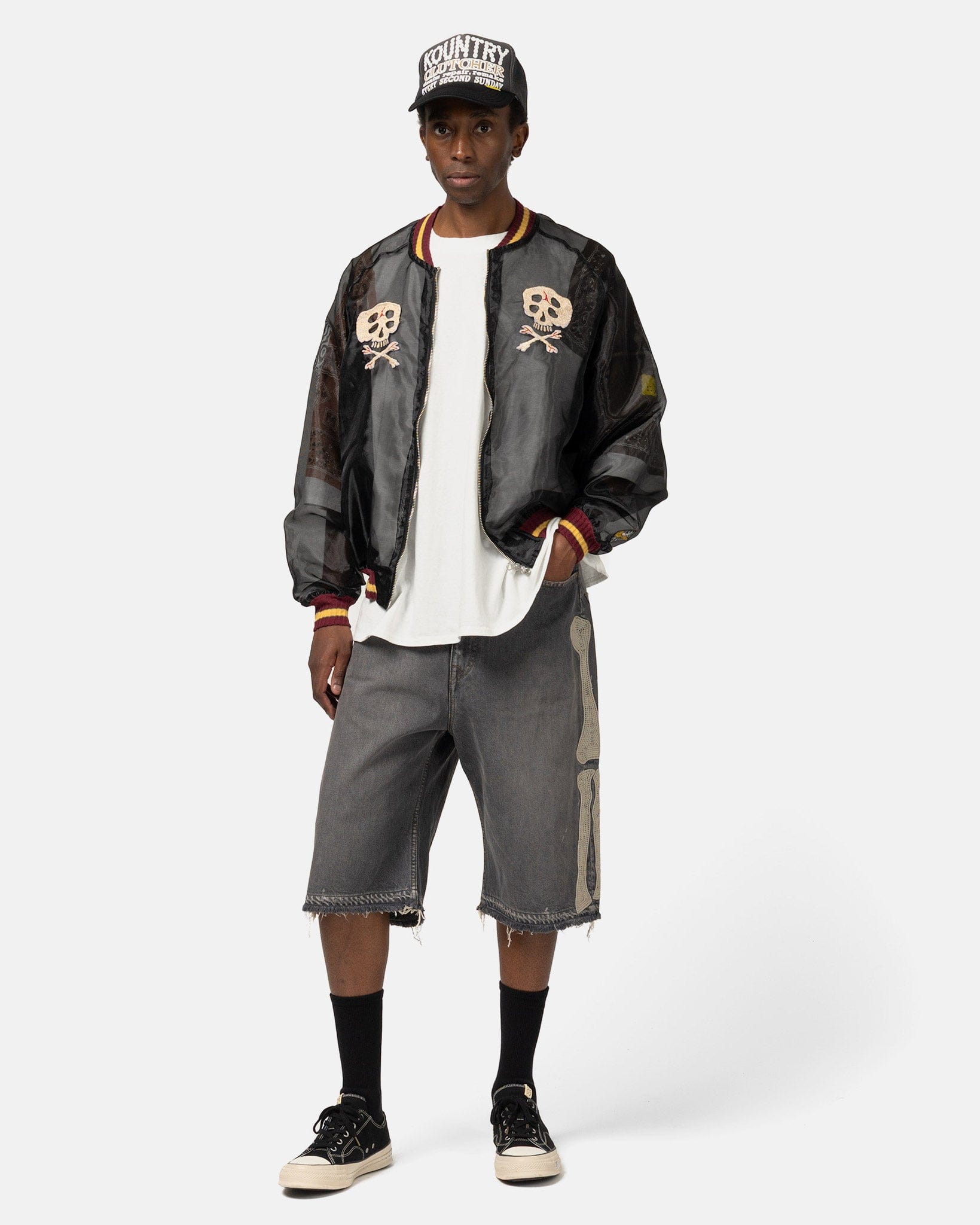 Kapital Sheer Pearl Souvenir JKT (RAIN SKULL) Black