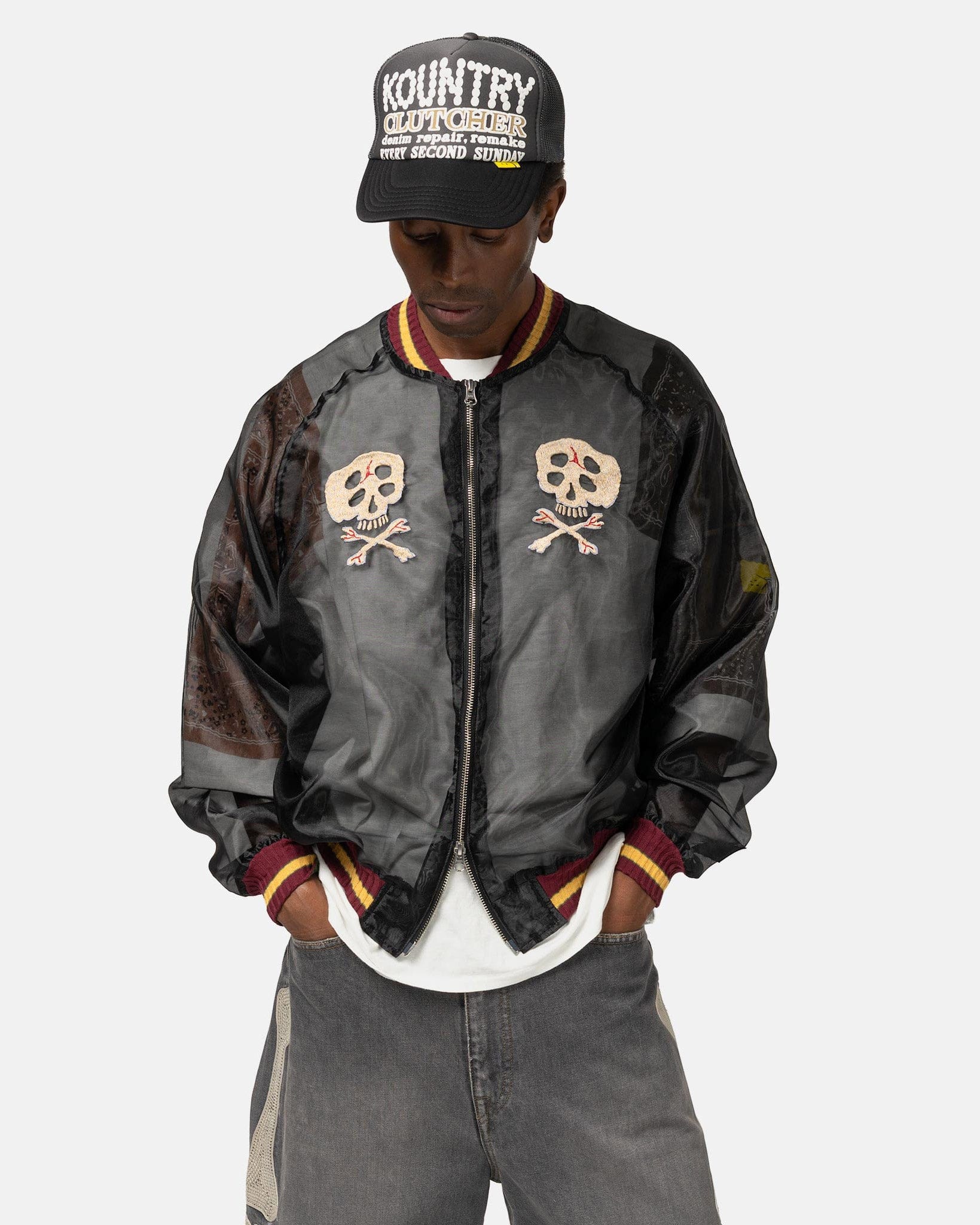 Kapital Sheer Pearl Souvenir JKT (RAIN SKULL) Black