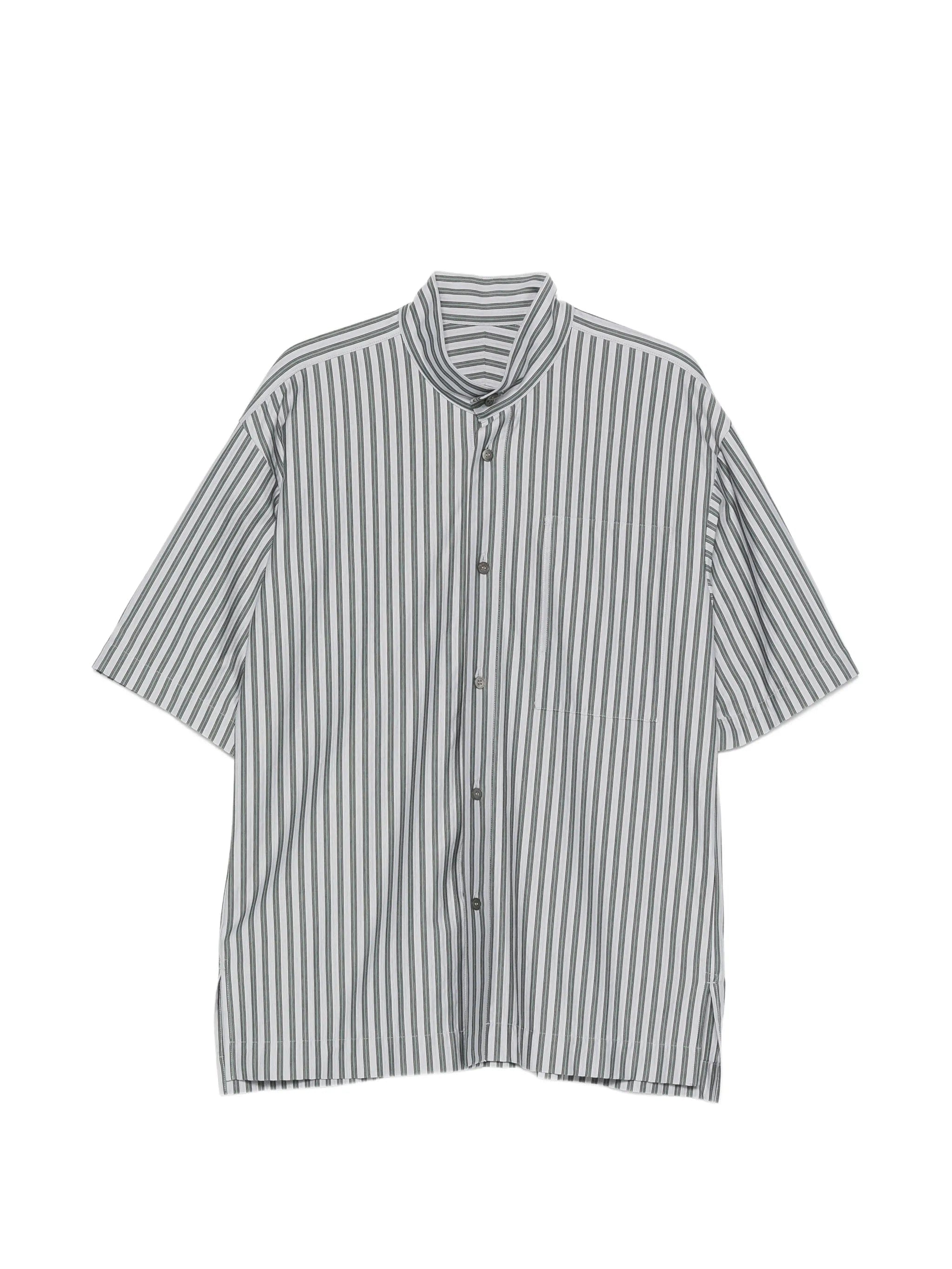 Homme Plissé Issey Miyake striped band - collar shirt