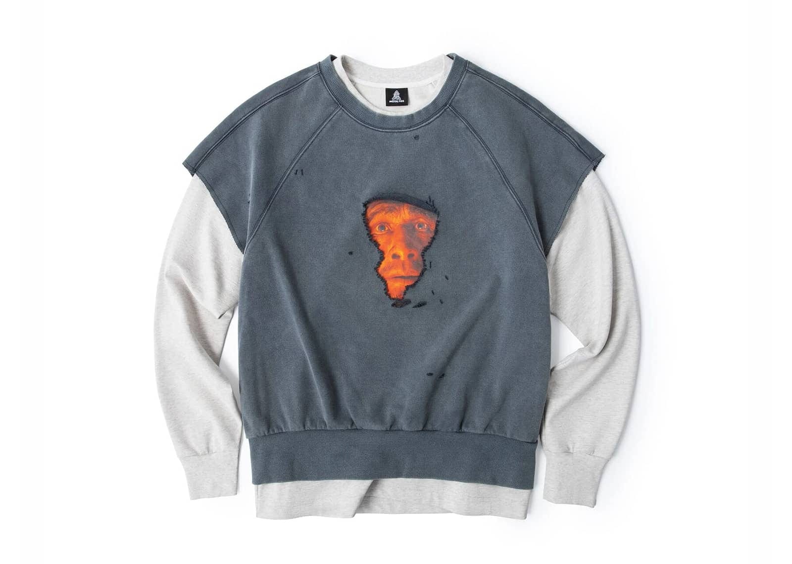 Mental Free Ape Head Double Layer Hoodie Grey