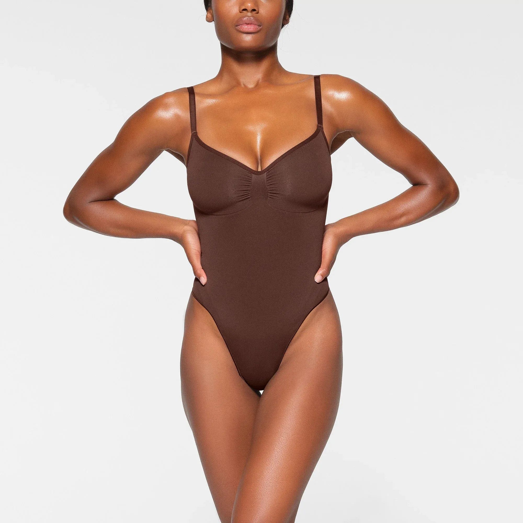 SEAMLESS SCULPT Skims Seamless Sculpt Thong Bodysuit Cocoa