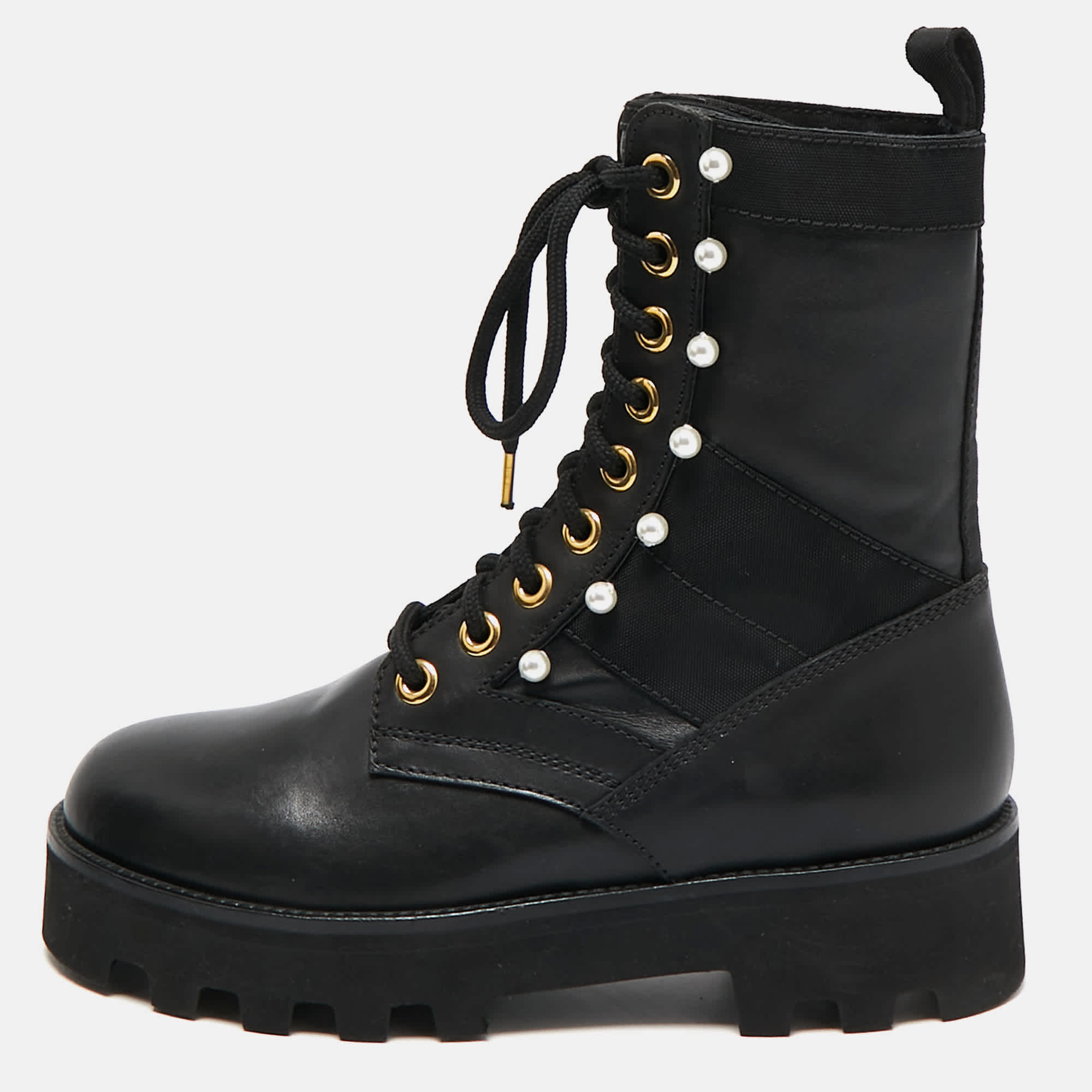 Altuzarra Black Canvas And Leather Cosmo Jungle Combat Boots
