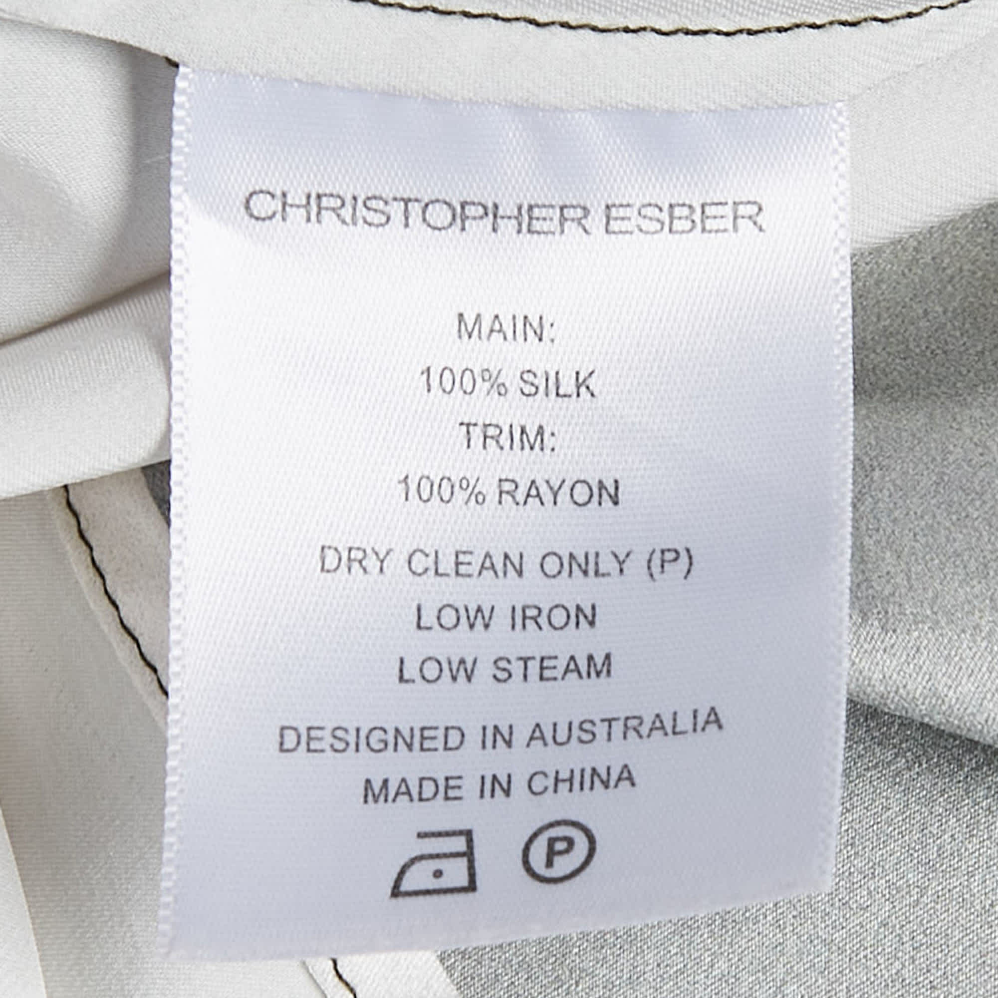 Christopher Esber Green Gradient Satin Draped Maxi Dress