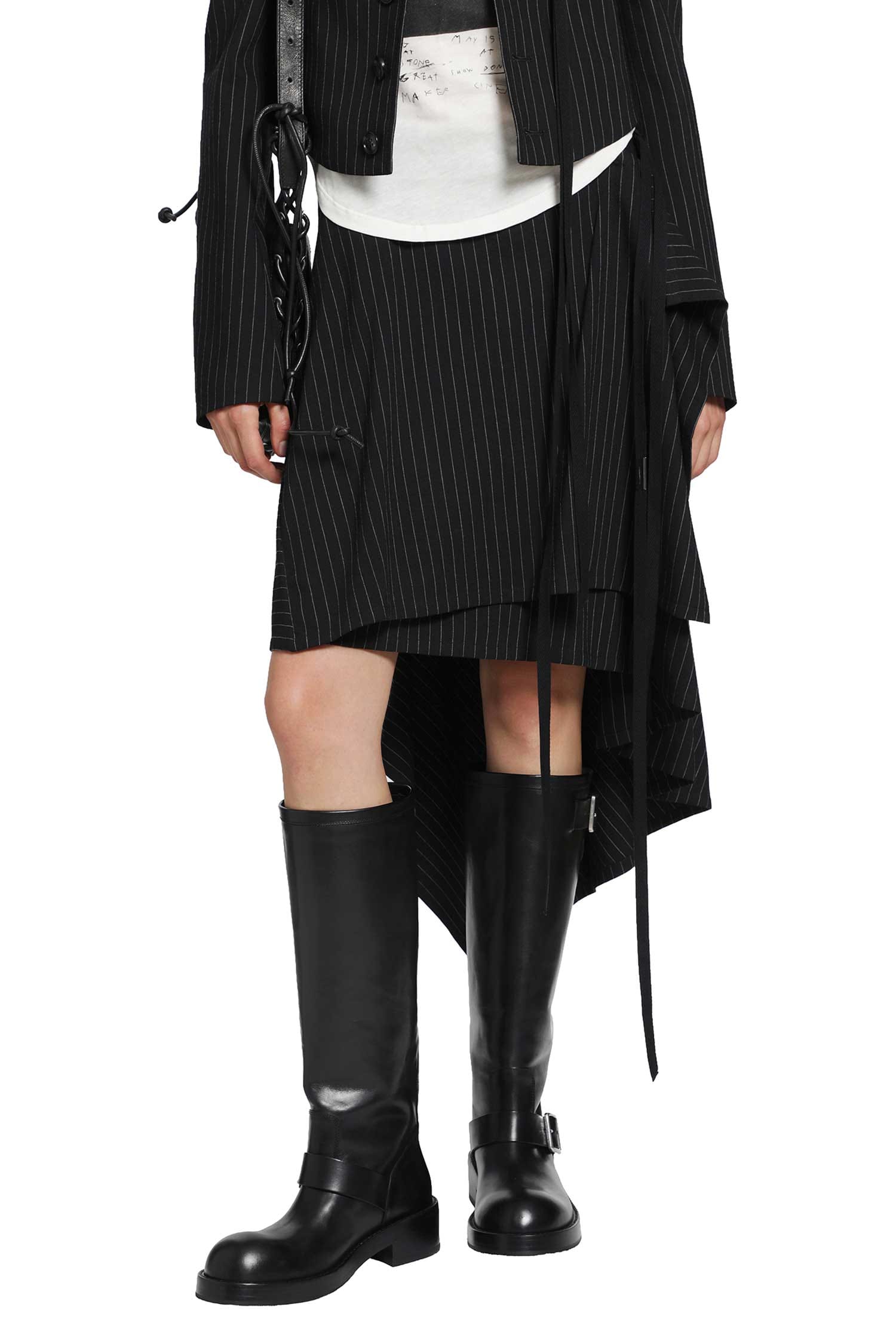 ANN Demeulemeester Birit Wrap Skirt in Striped Viscose Twill