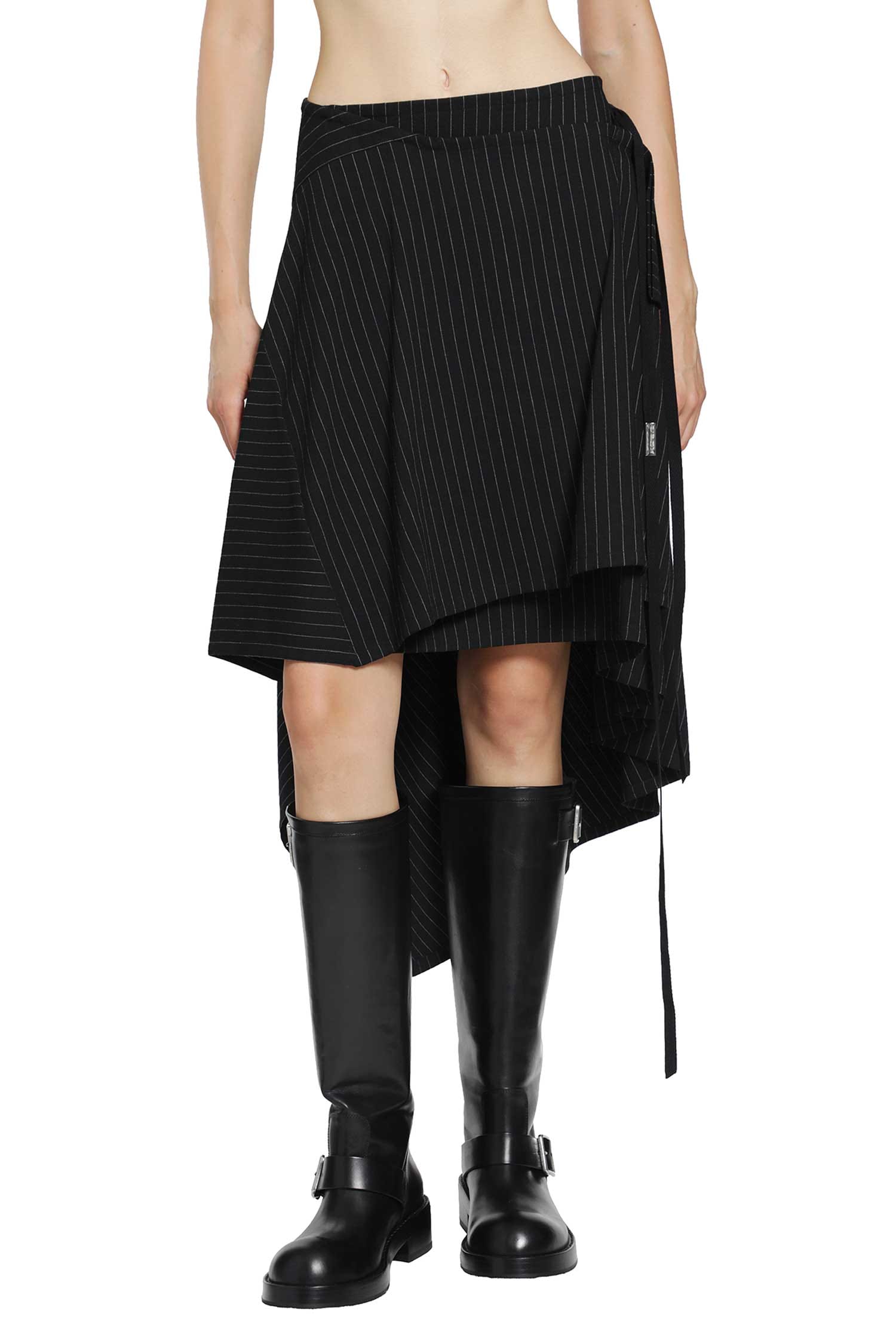 ANN Demeulemeester Birit Wrap Skirt in Striped Viscose Twill