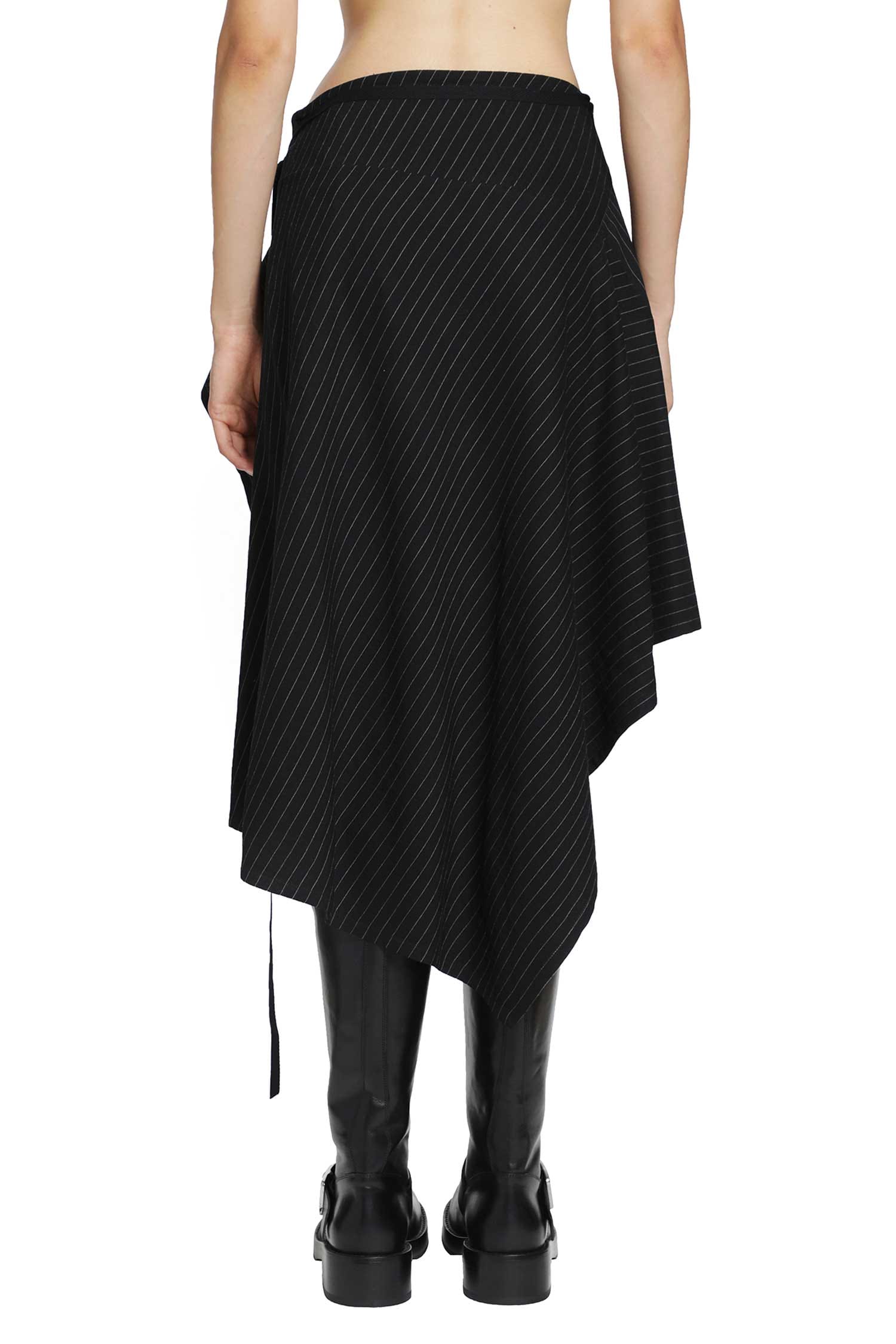 ANN Demeulemeester Birit Wrap Skirt in Striped Viscose Twill