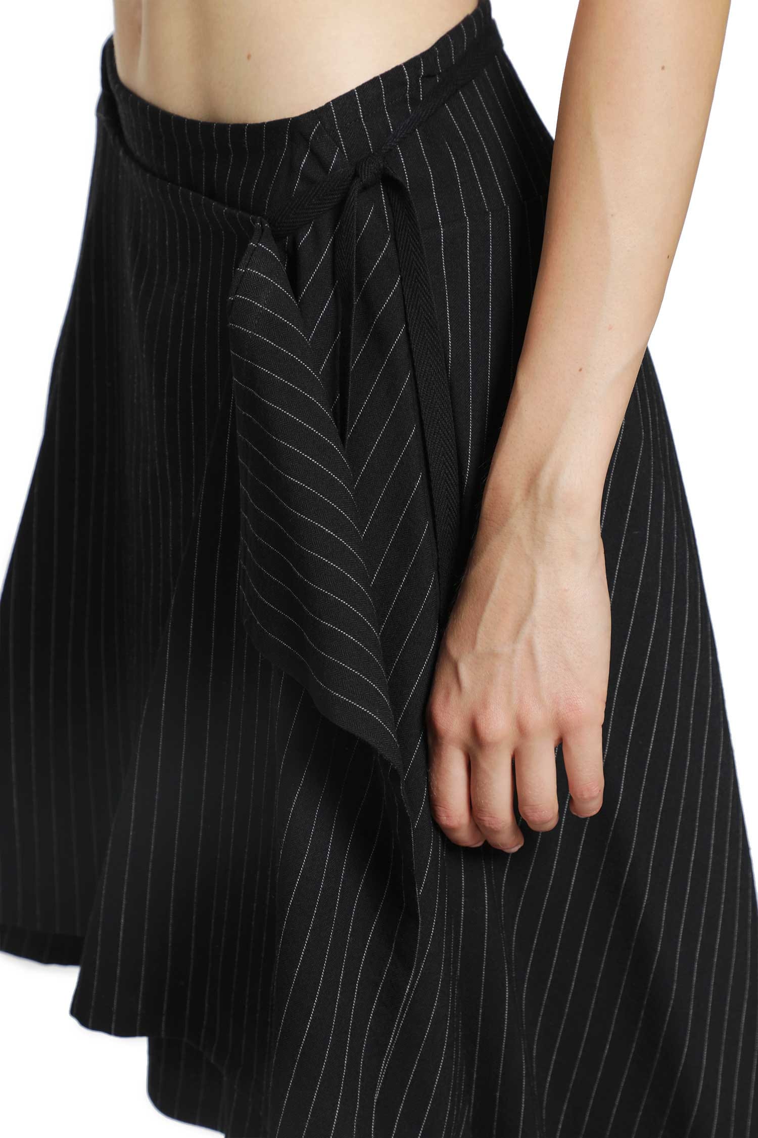 ANN Demeulemeester Birit Wrap Skirt in Striped Viscose Twill
