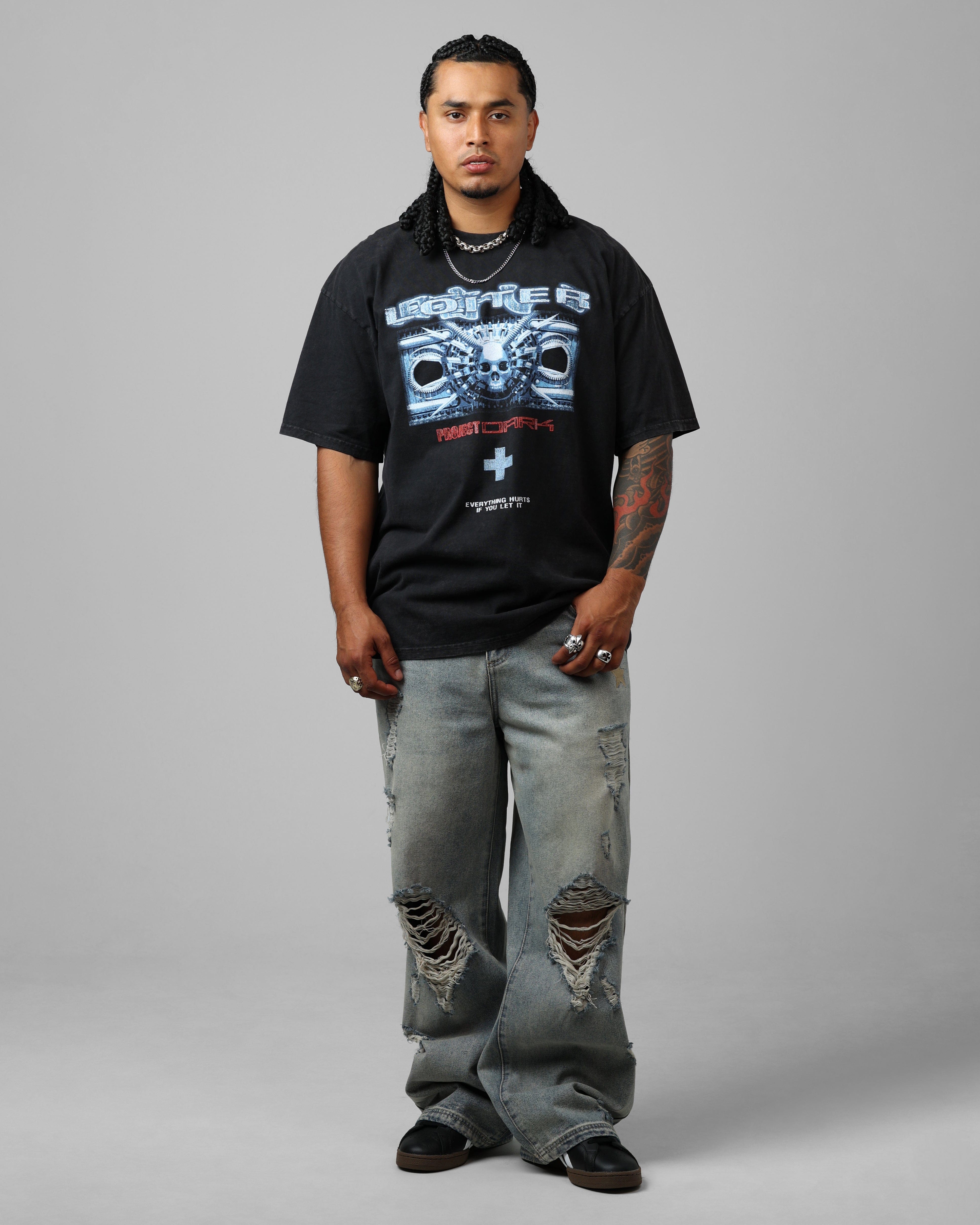 Loiter Void Vintage T - Shirt Black Wash
