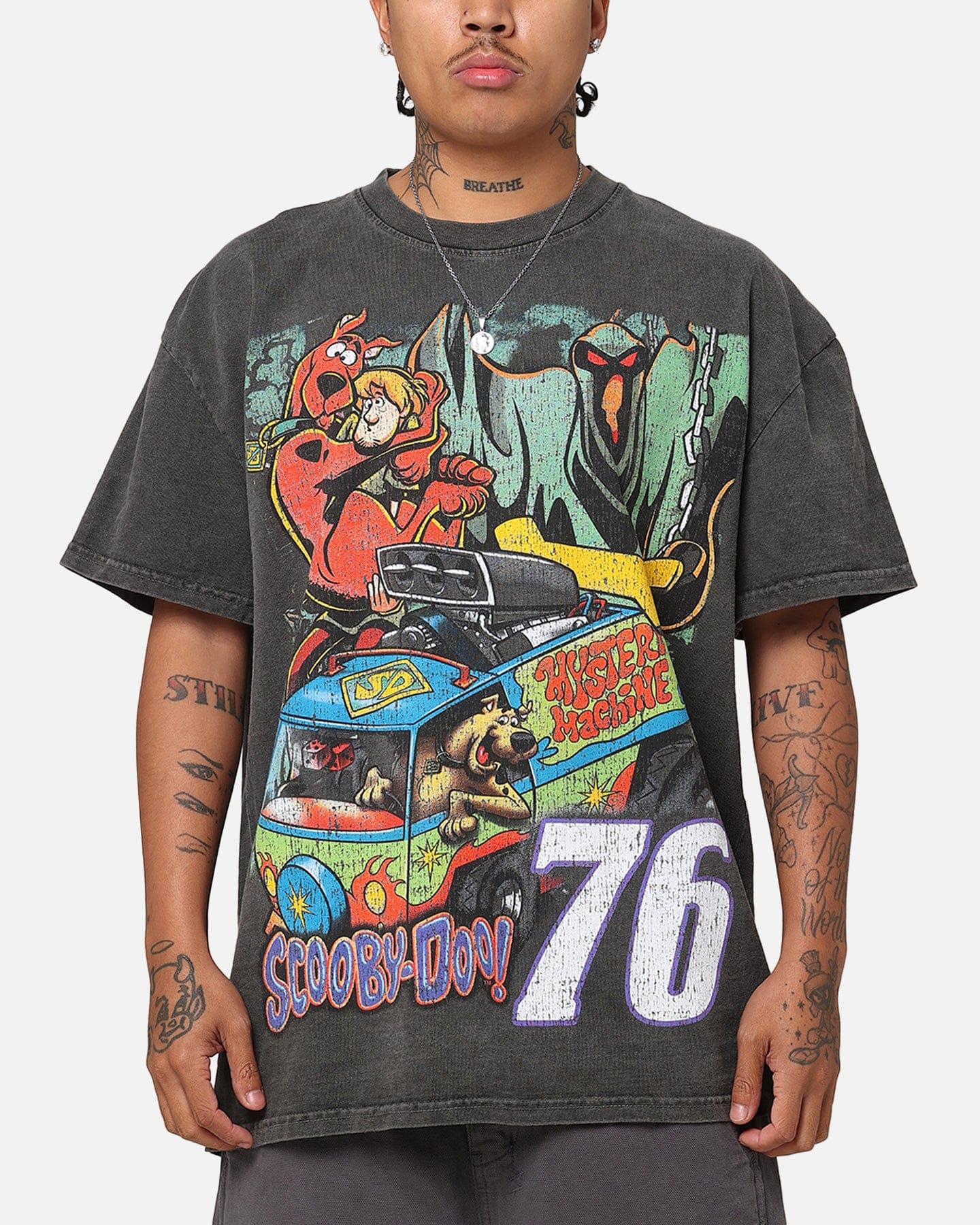 GOAT CREW 73Studio x Scooby - Doo Scooby - Doo Jumbo Heavyweight Vintage T - Shirt Black Wash