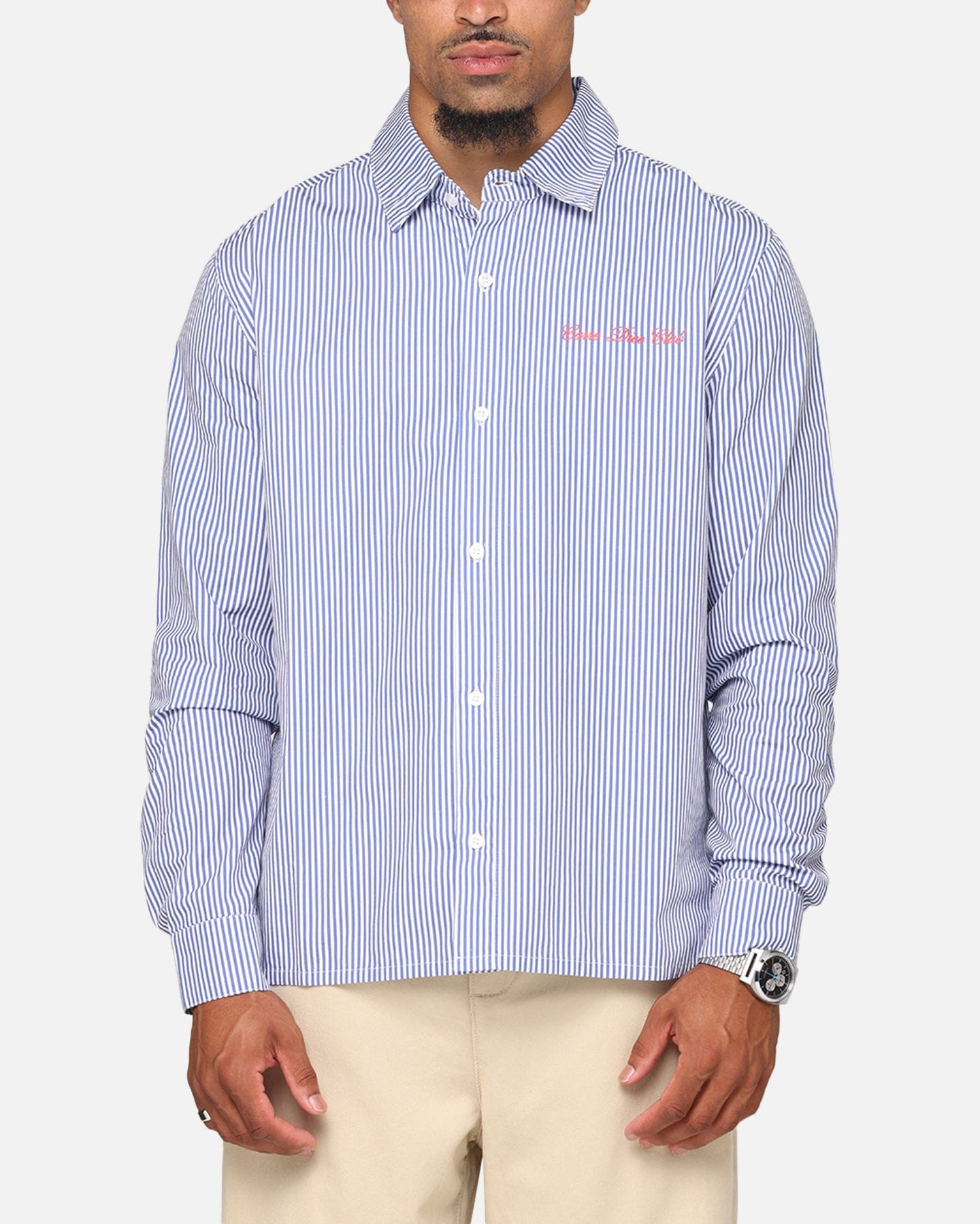 Carre Dice Club Long Sleeve Button Up Shirt Pinstripe