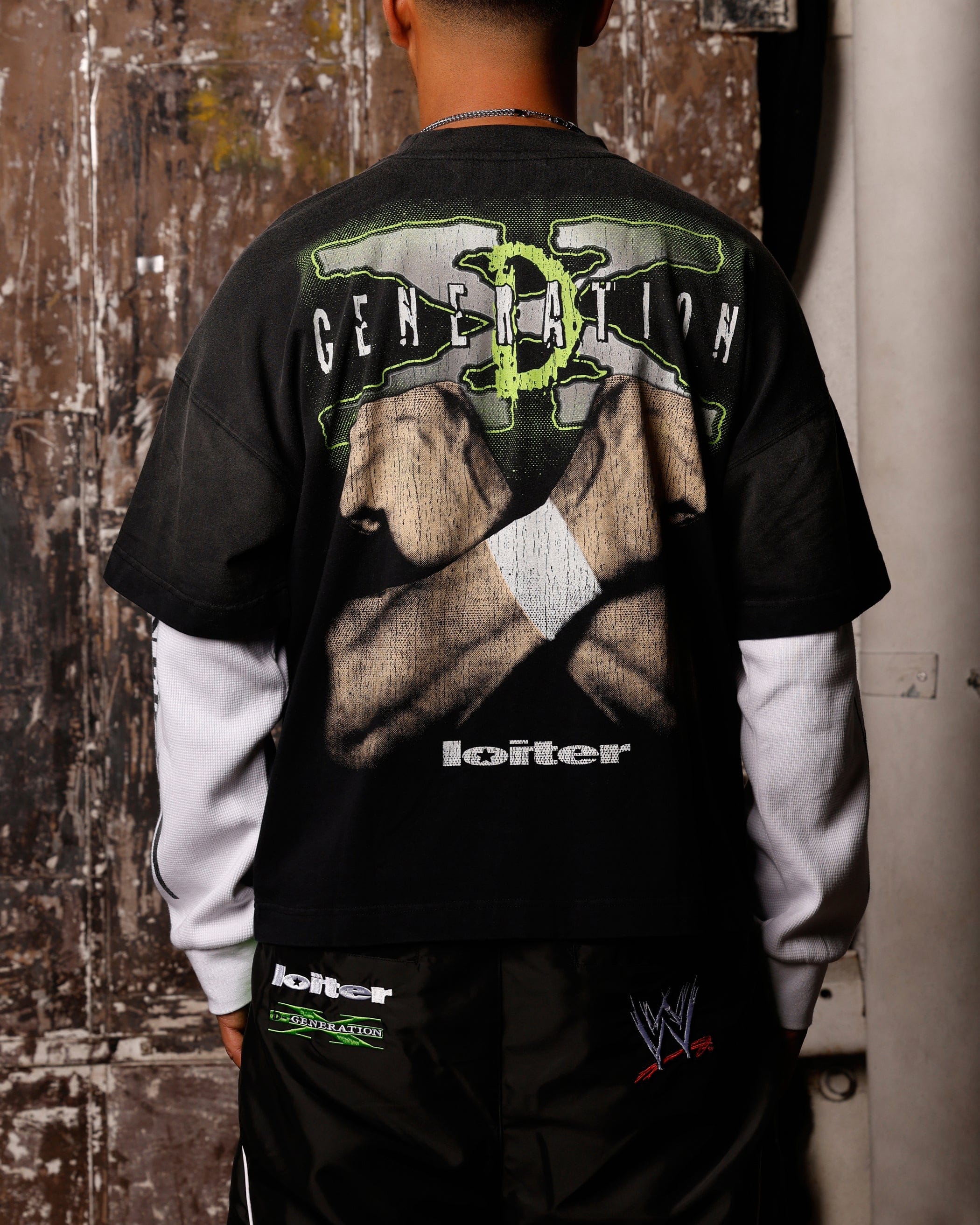 Loiter x WWE DX Generation Long Sleeve Vintage T - Shirt Black/White