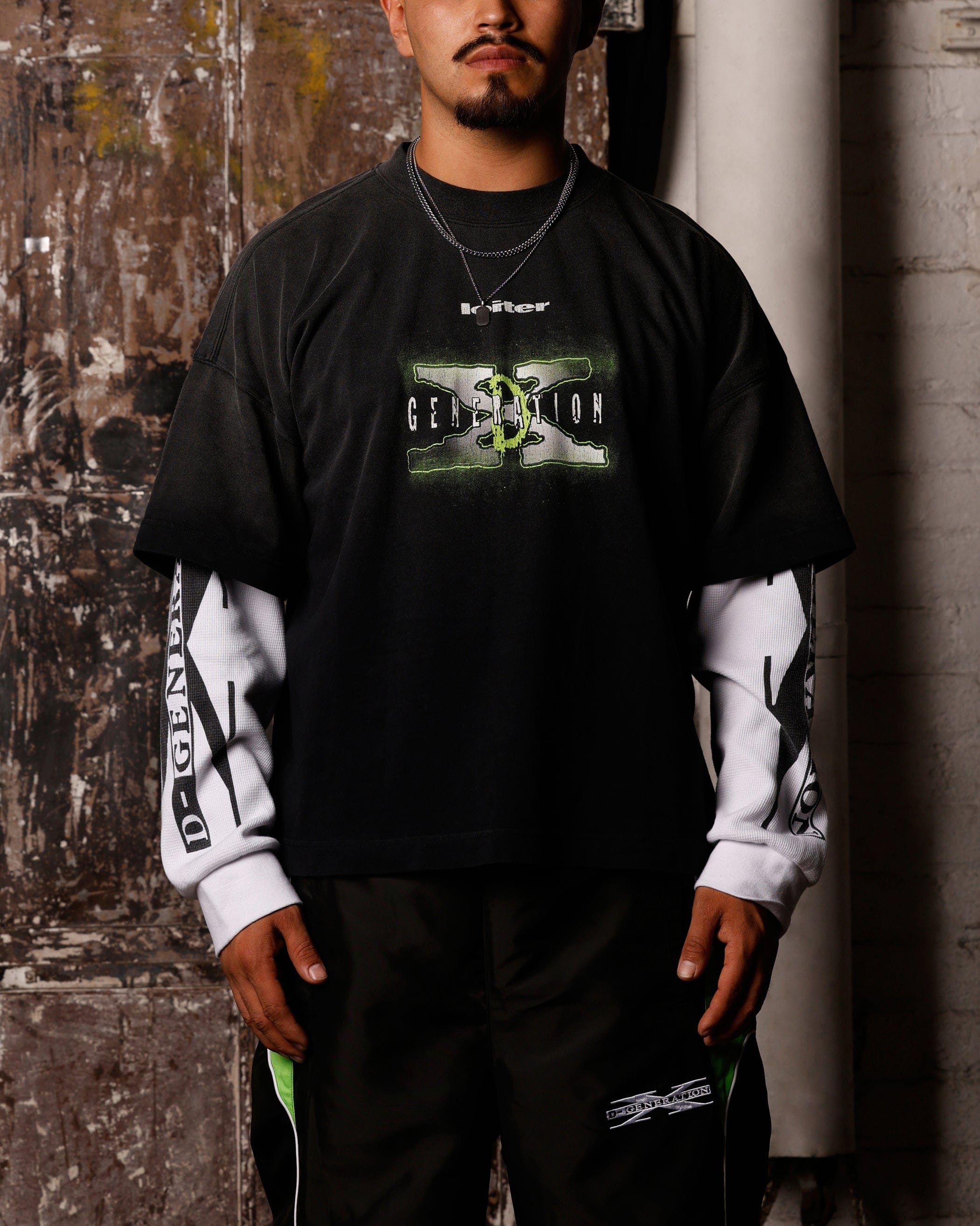 Loiter x WWE DX Generation Long Sleeve Vintage T - Shirt Black/White