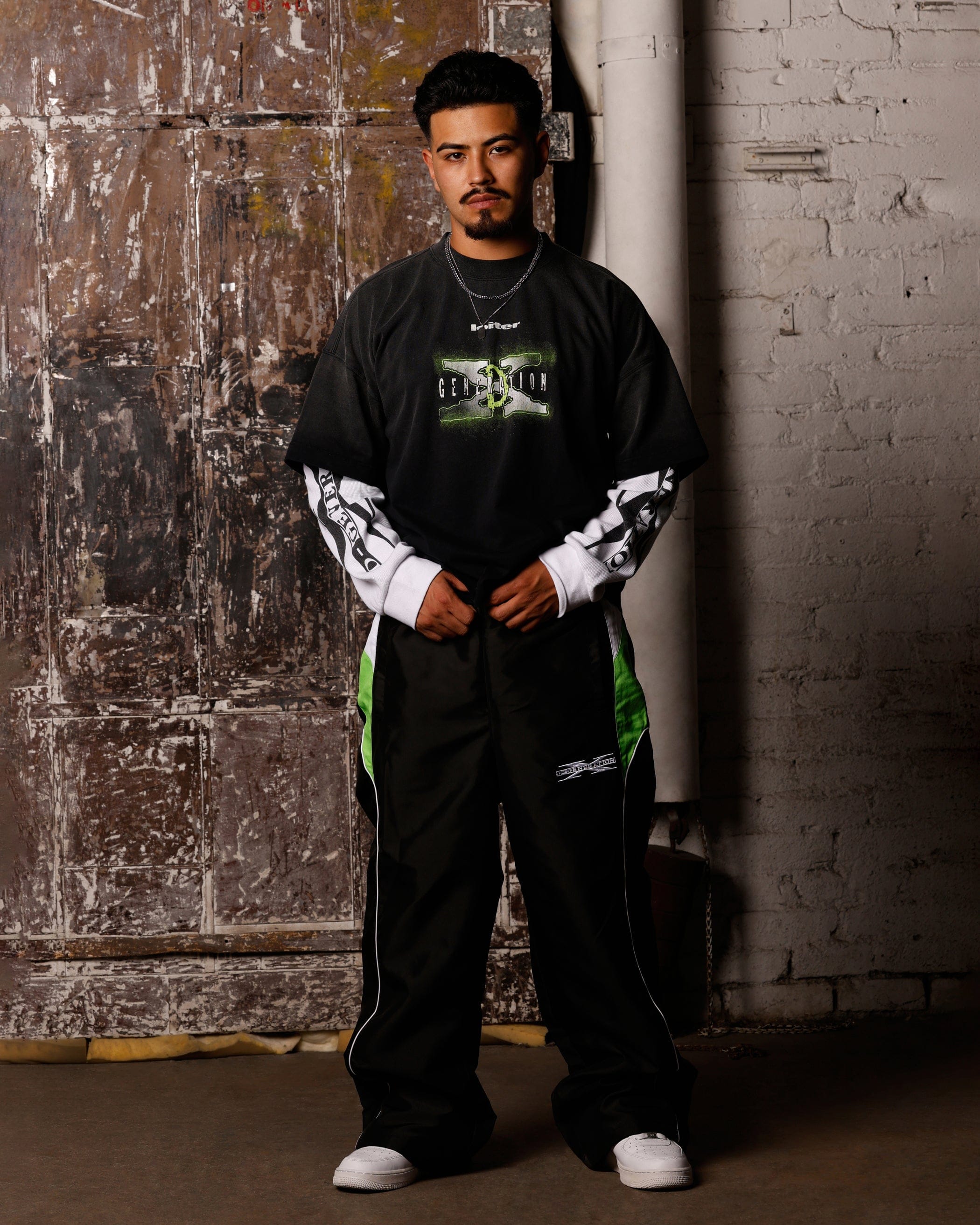 Loiter x WWE DX Generation Long Sleeve Vintage T - Shirt Black/White