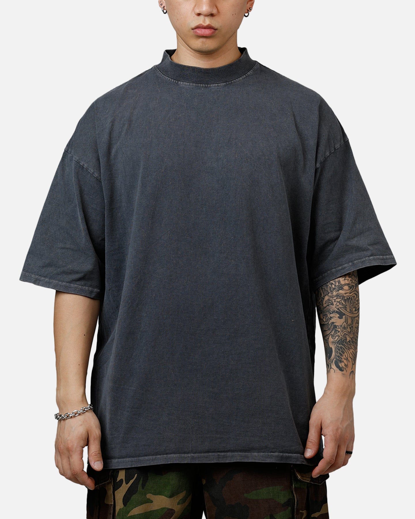 American Thrift Culture Kings Everyday Mock Neck T - Shirt Washed Charcoal