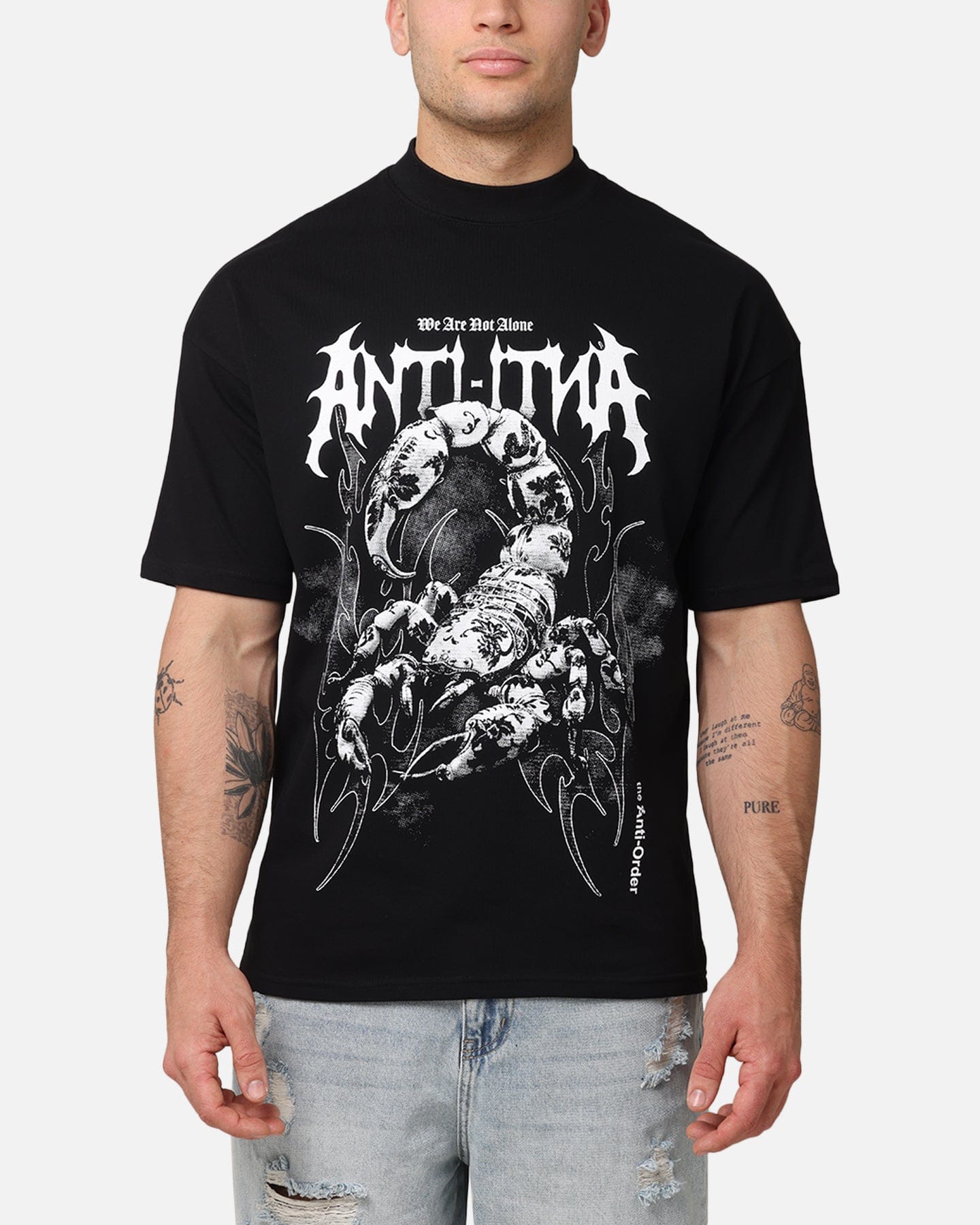 The Anti Order Invasion Mock Neck T - Shirt Black