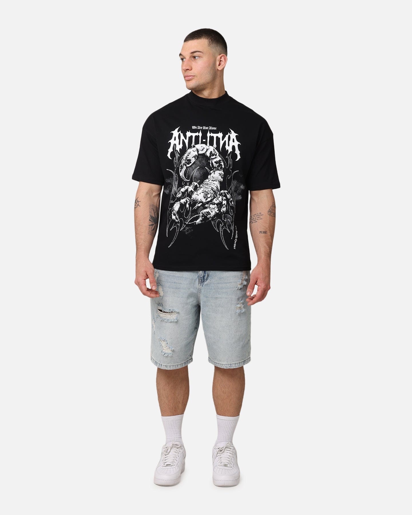 The Anti Order Invasion Mock Neck T - Shirt Black