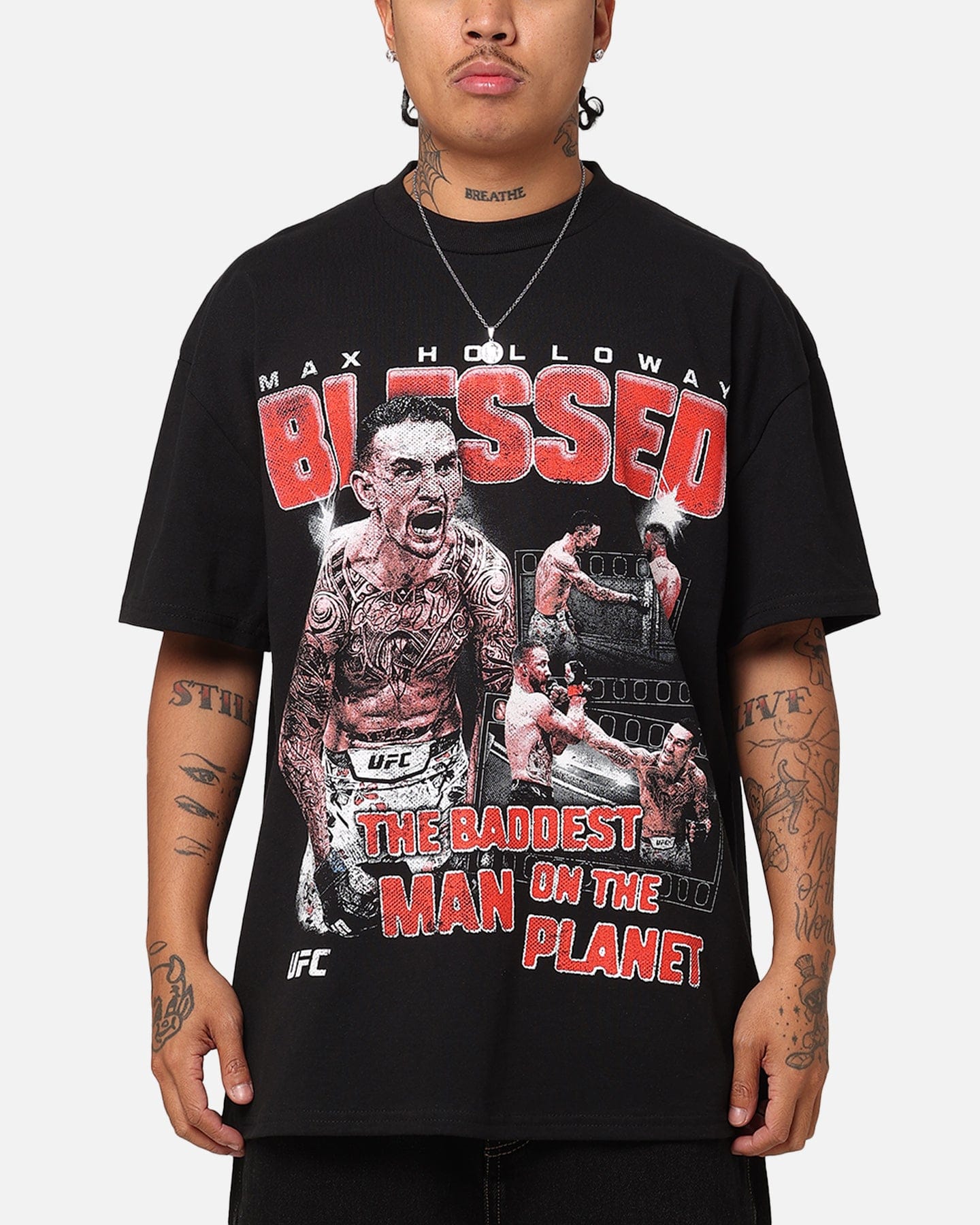 Culture KINGS UFC By Culture Kings Max Holloway Baby I'm Blessed Heavyweight T - Shirt Black