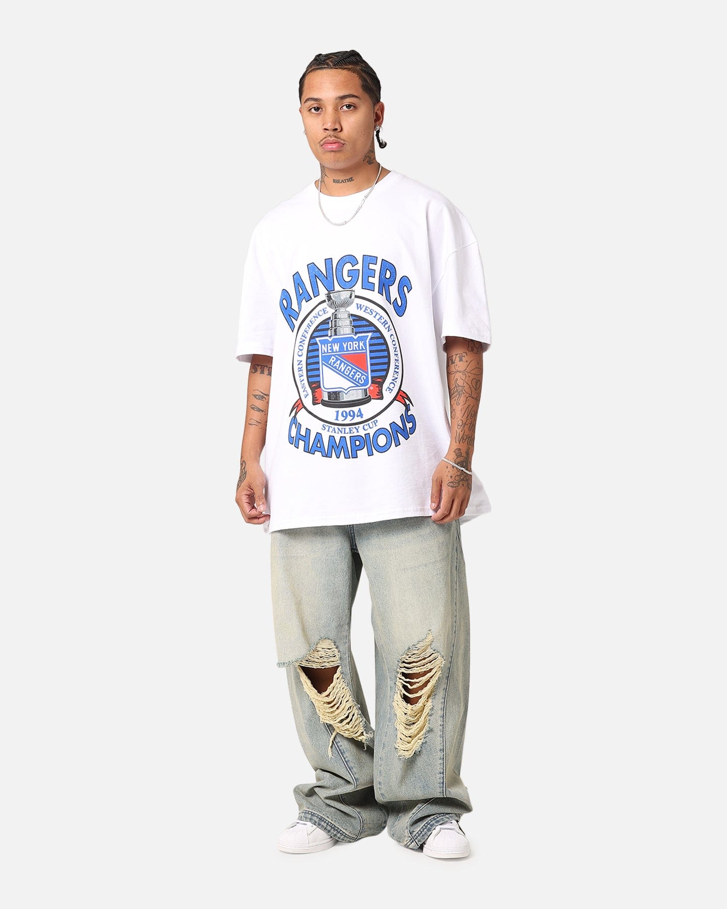 WHITE* Culture Kings New York Rangers 1994 Cup Heavyweight T - Shirt White