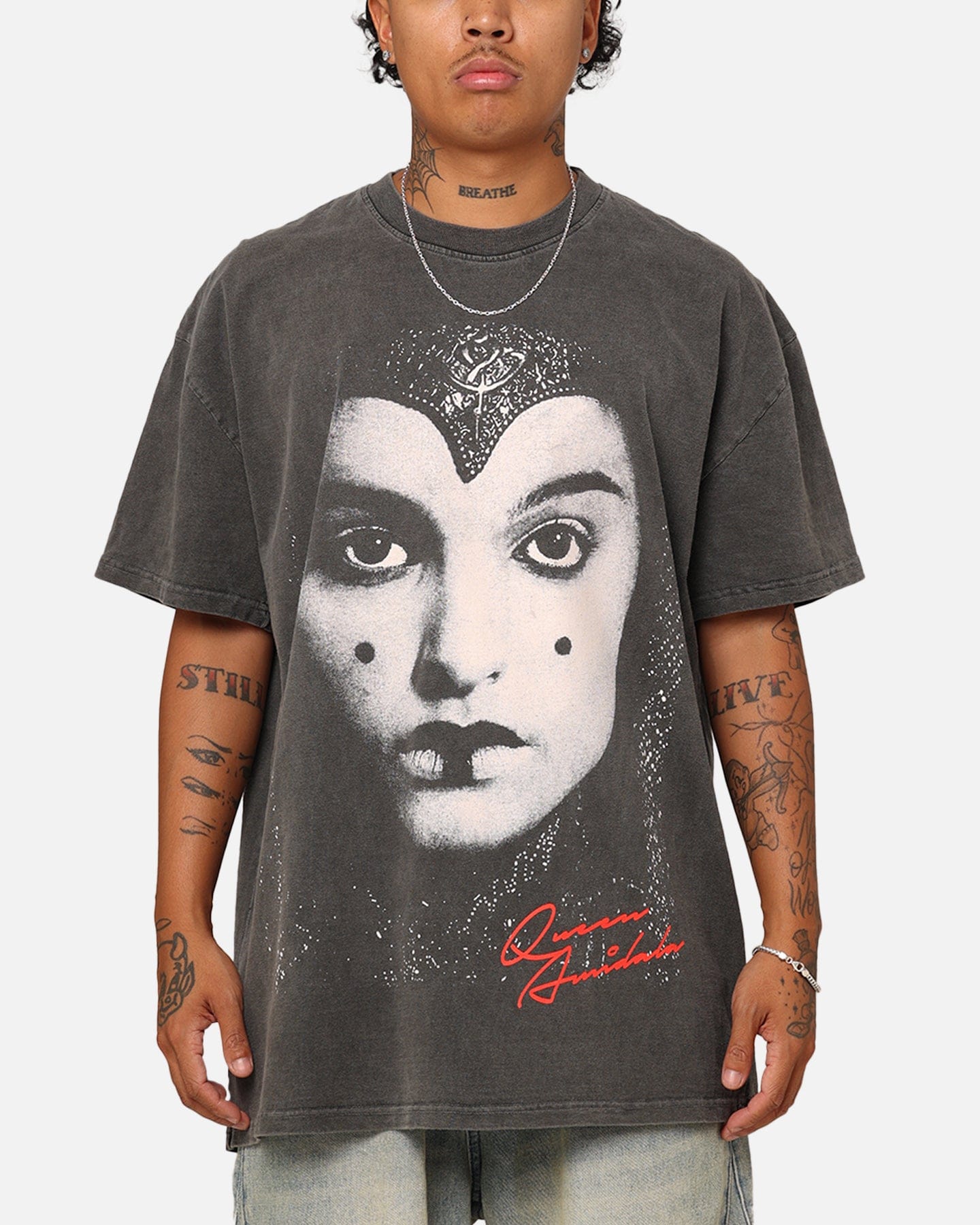 73studio Star Wars Queen Amidala Heavyweight T - Shirt Black Wash