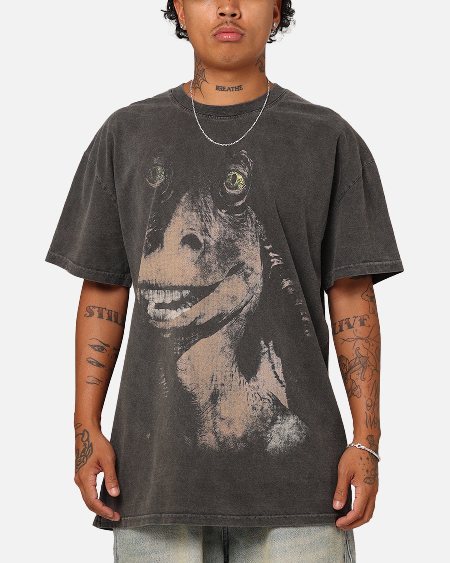 73studio Star Wars Jar Jar Binks Heavyweight T - Shirt Black Wash
