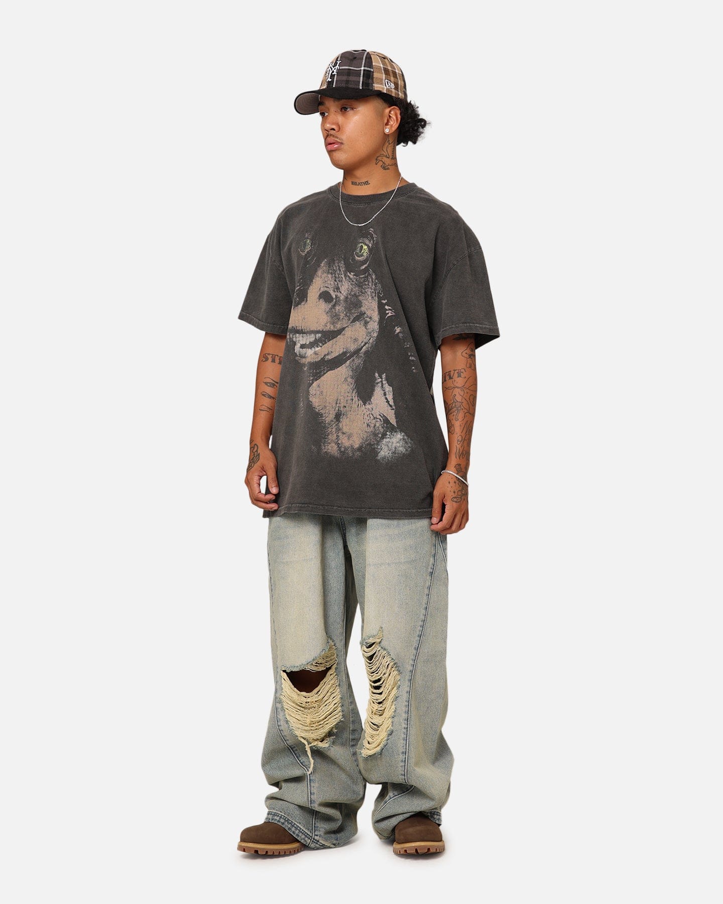 73studio Star Wars Jar Jar Binks Heavyweight T - Shirt Black Wash