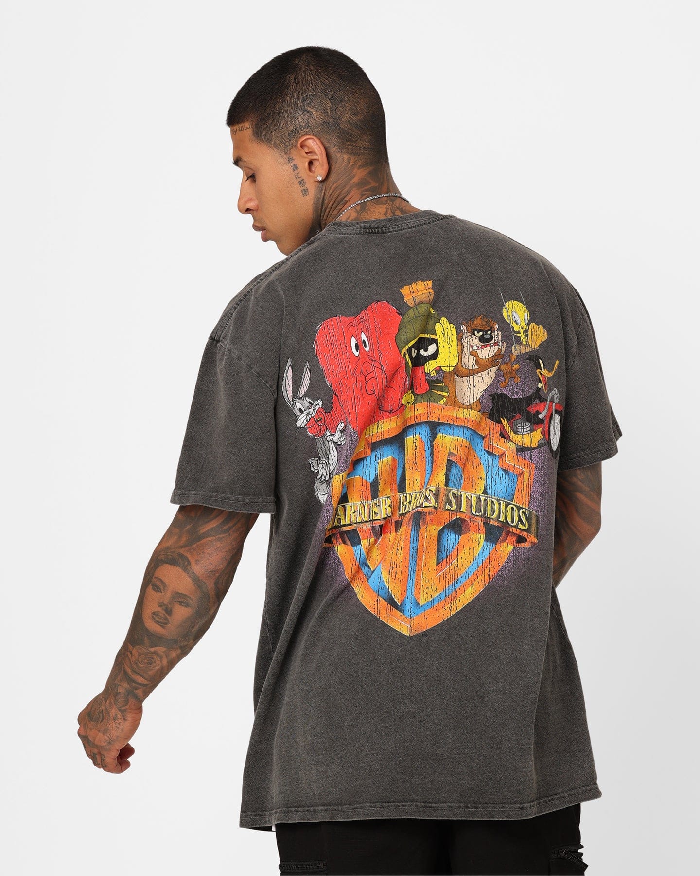 American Thrift 73Studio x Warner Bros. Marvin The Martian Vintage Heavyweight T - Shirt Black Wash