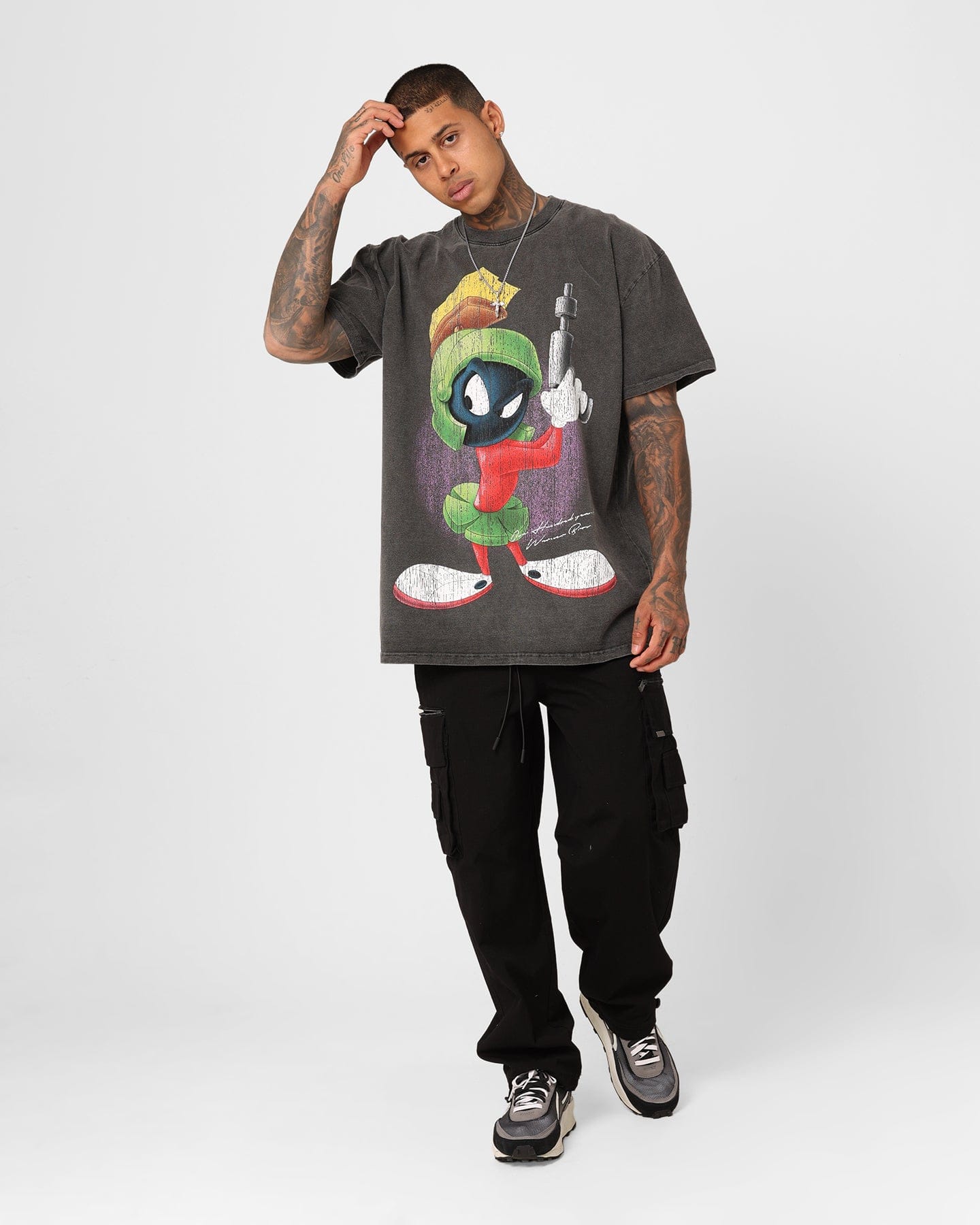 American Thrift 73Studio x Warner Bros. Marvin The Martian Vintage Heavyweight T - Shirt Black Wash