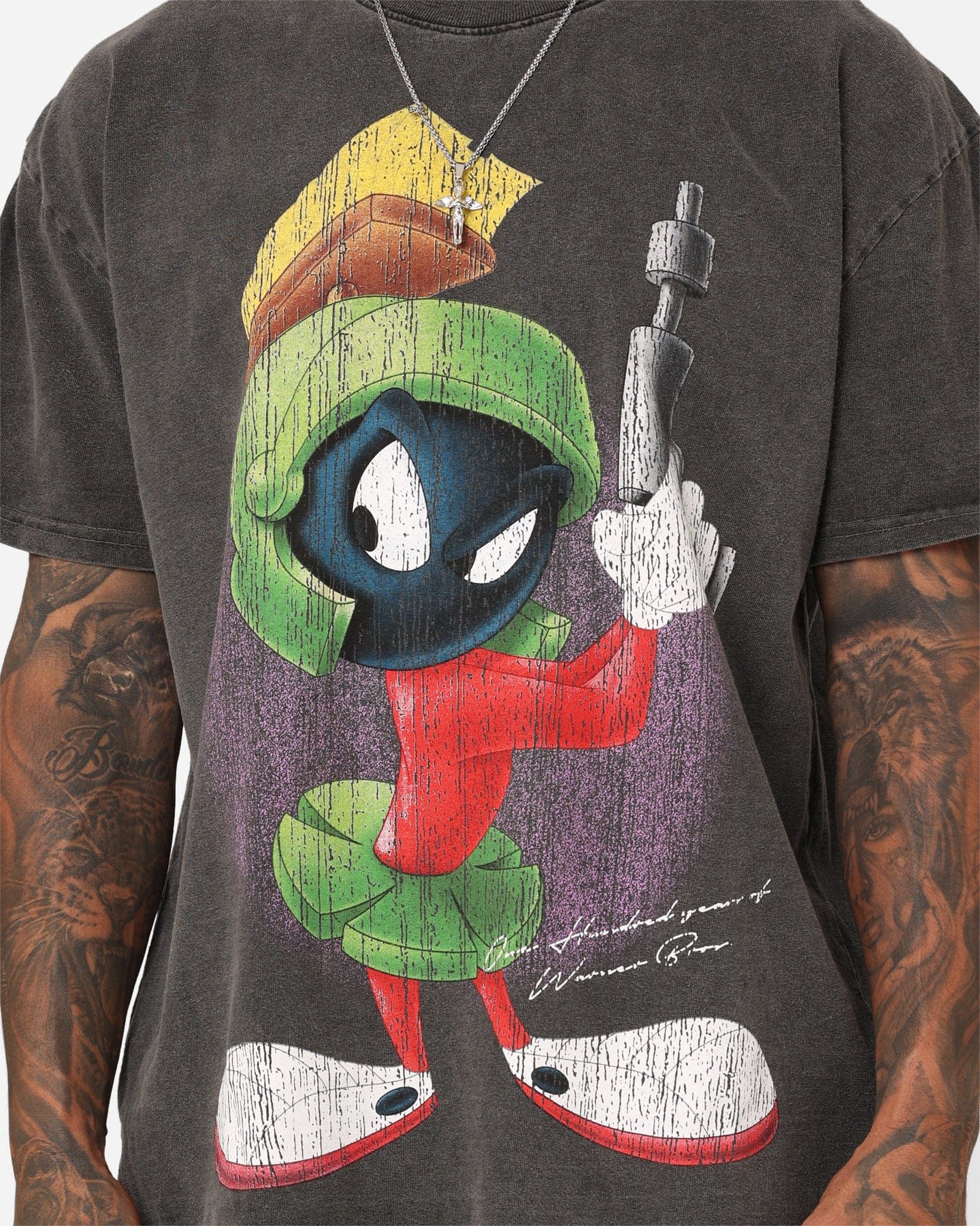 American Thrift 73Studio x Warner Bros. Marvin The Martian Vintage Heavyweight T - Shirt Black Wash