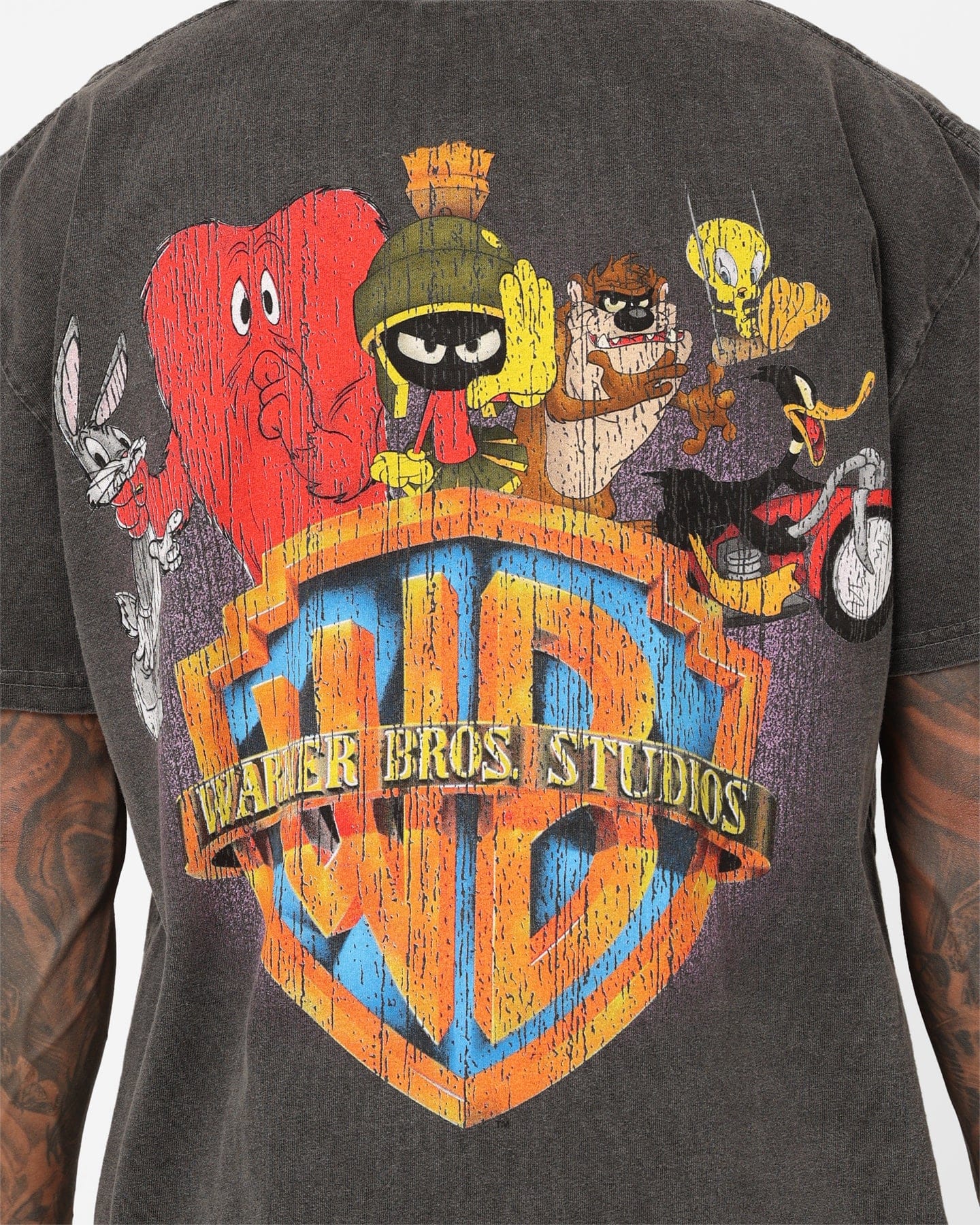 American Thrift 73Studio x Warner Bros. Marvin The Martian Vintage Heavyweight T - Shirt Black Wash