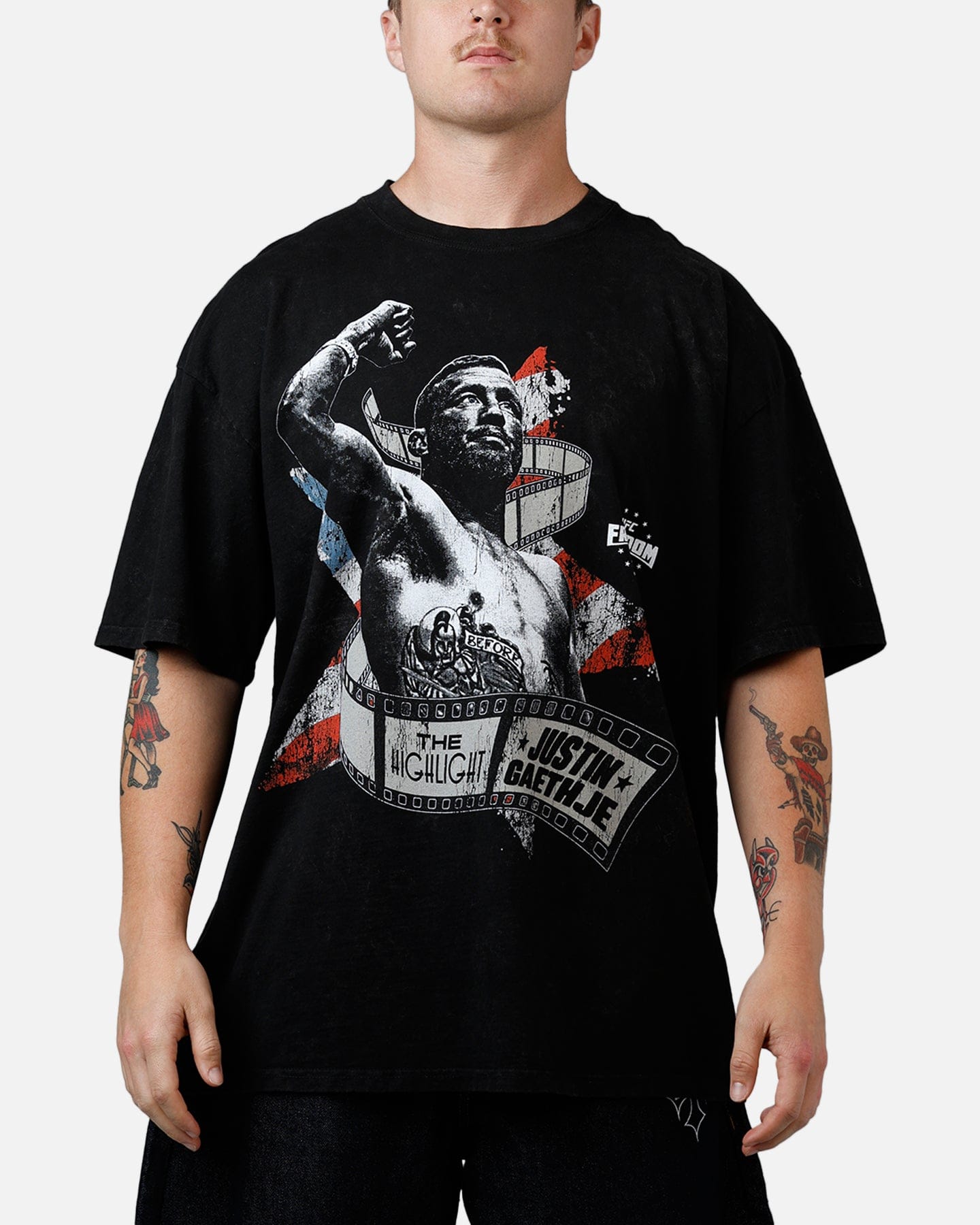 Culture KINGS UFC By Culture Kings UFC 250 Justin Gaethje T - Shirt Black Acidwash
