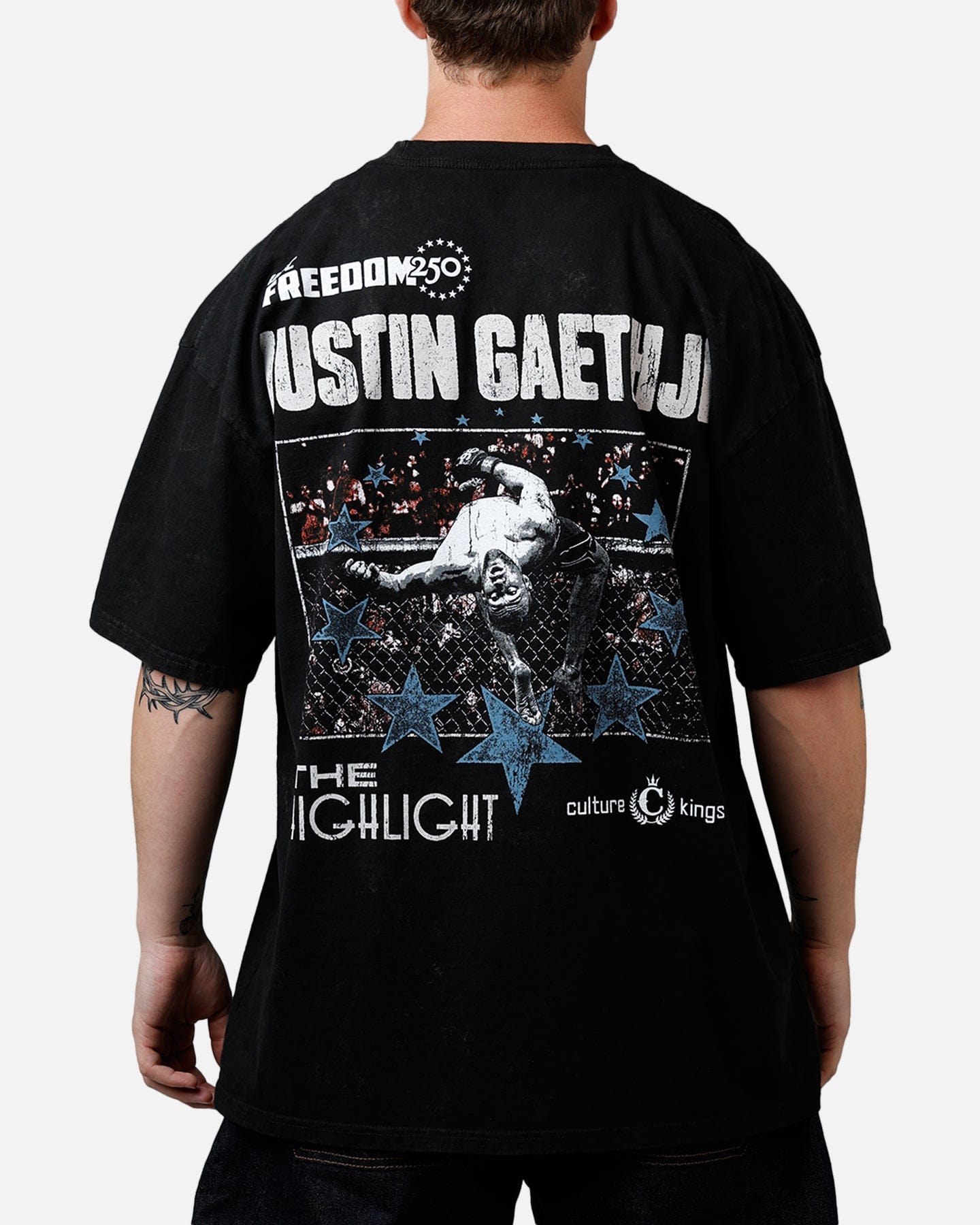 Culture KINGS UFC By Culture Kings UFC 250 Justin Gaethje T - Shirt Black Acidwash