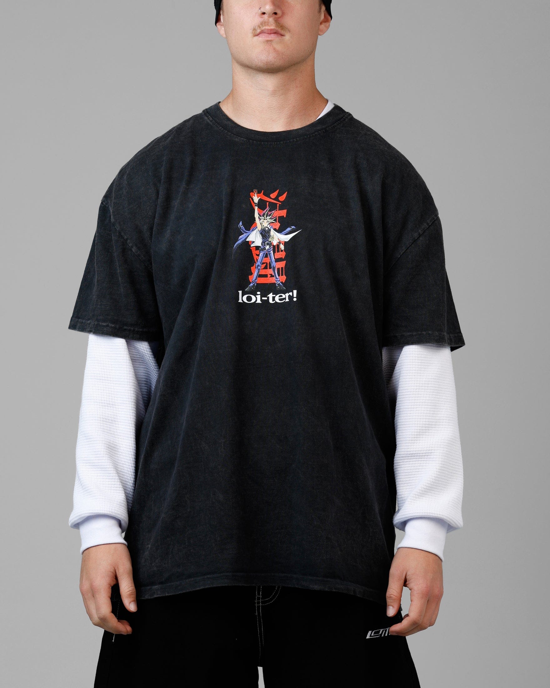 Loiter x Yu - Gi - Oh! Yugi T - Shirt Off Black
