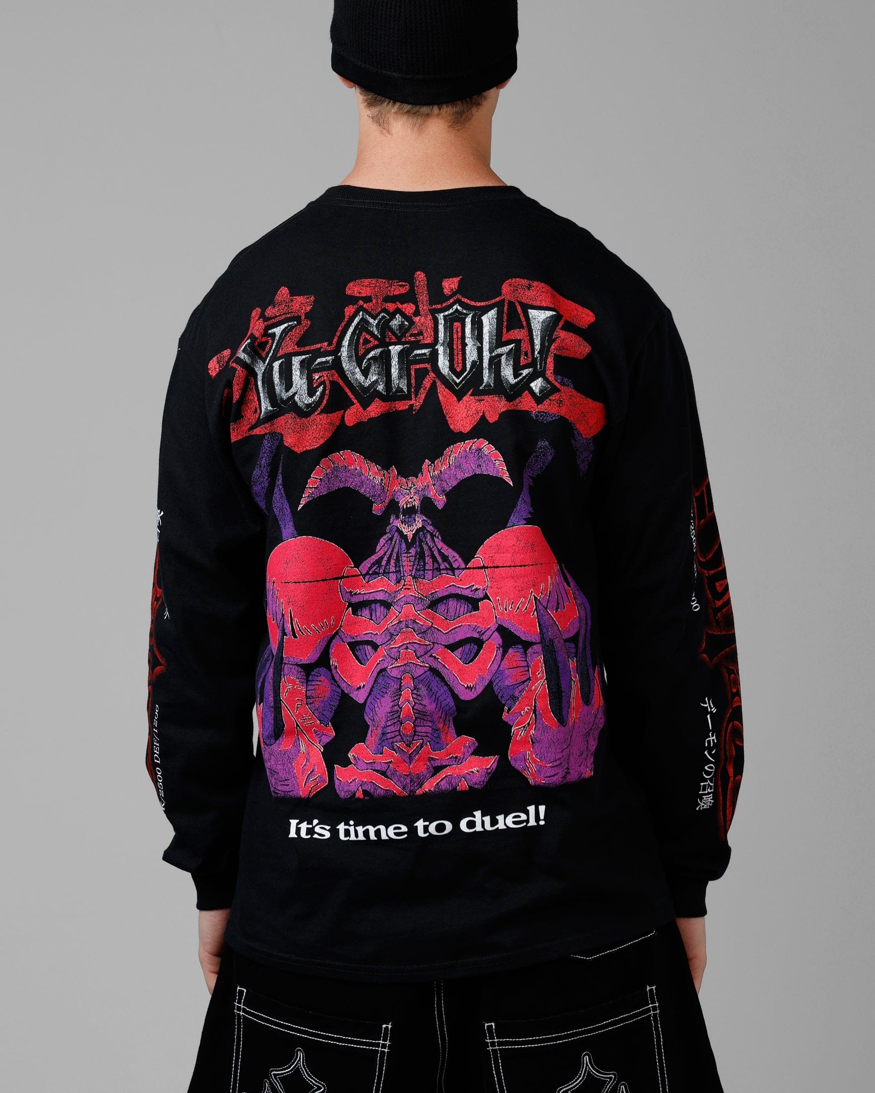 Loiter x Yu - Gi - Oh! Summoned Skull Long Sleeve T - Shirt Black