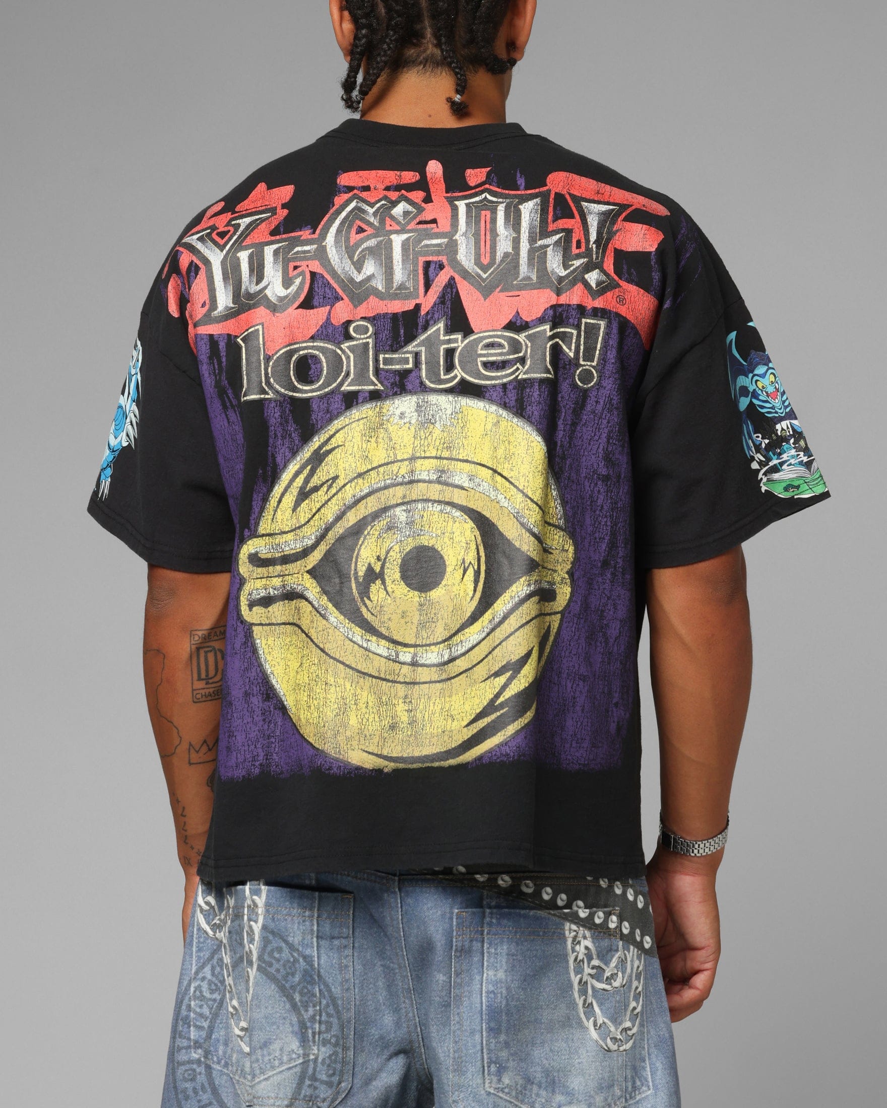 Loiter x Yu - Gi - Oh! Pegasus T - Shirt Vintage Black